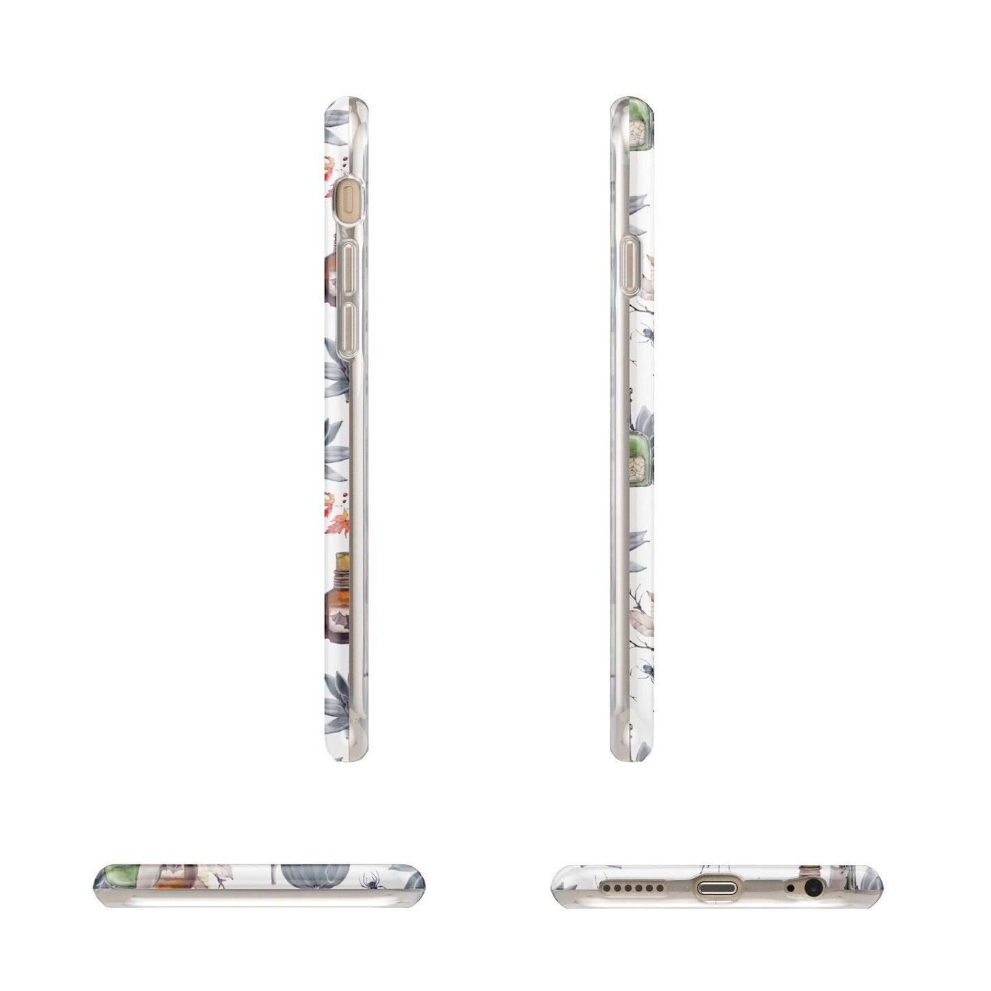 Personalised Floral Name Halloween Apple iPhone 6 3D Wrap Tough Case Alternative Image Angles