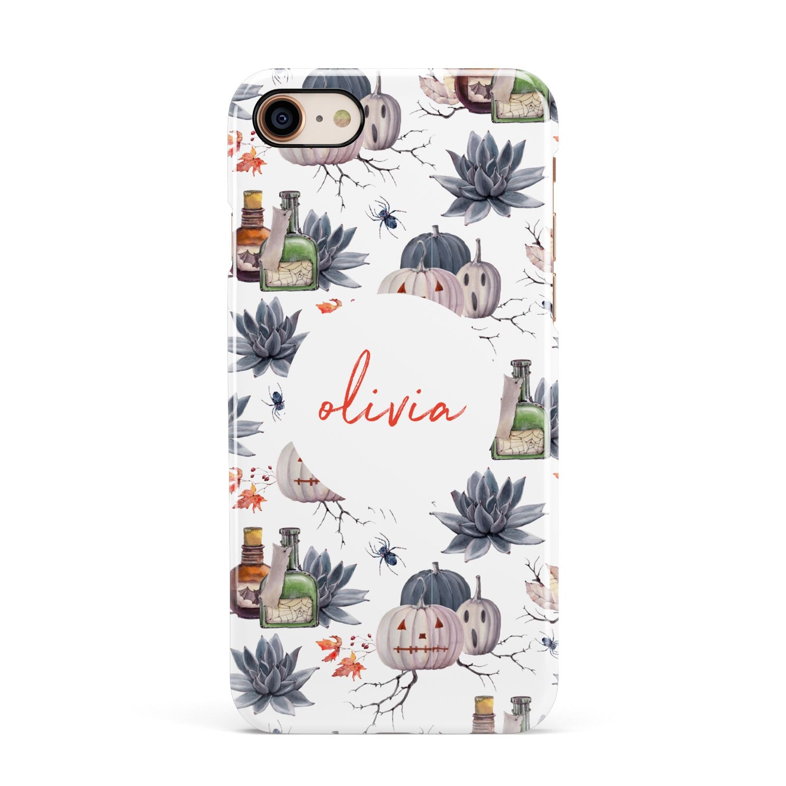 Personalised Floral Name Halloween Apple iPhone 7 8 3D Snap Case