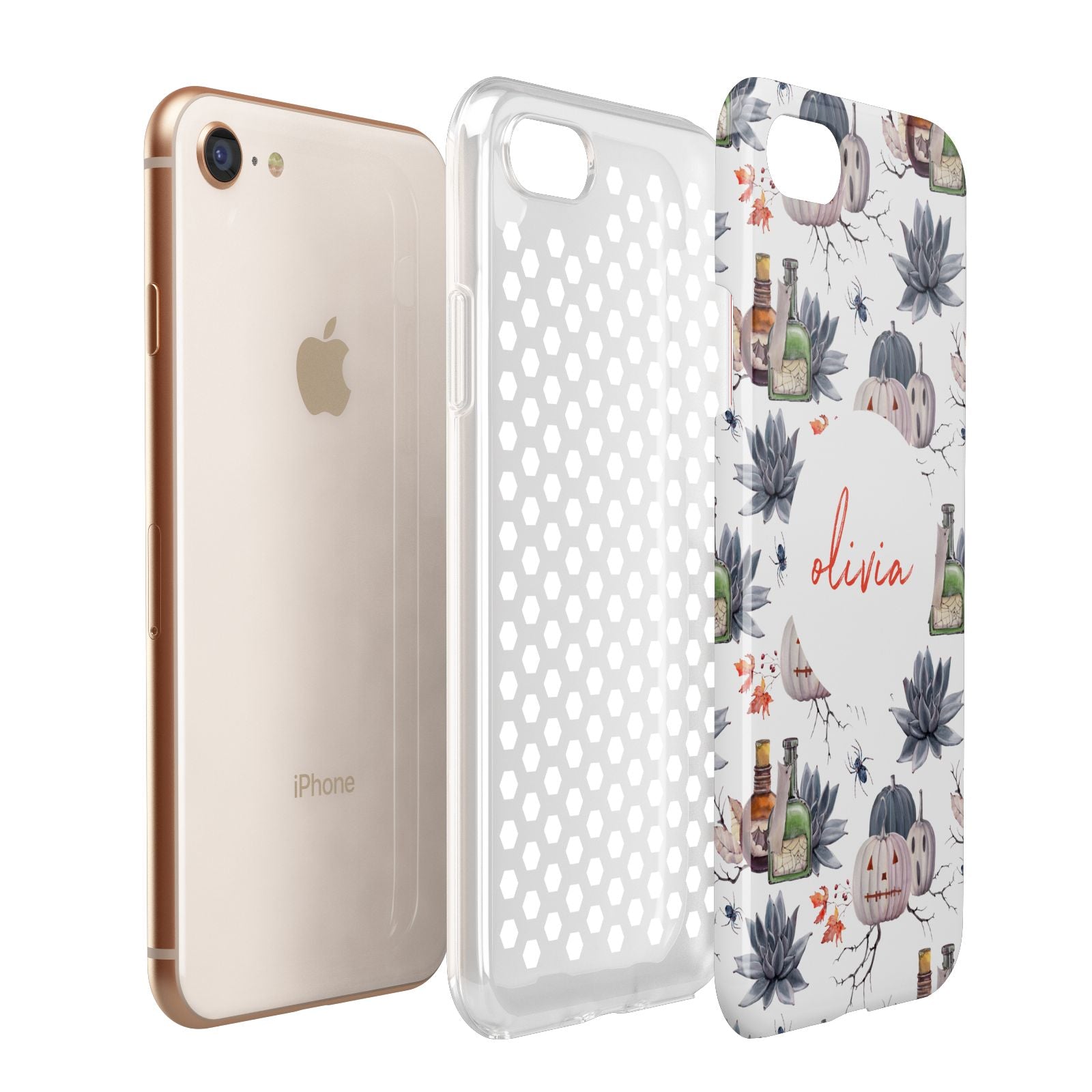 Personalised Floral Name Halloween Apple iPhone 7 8 3D Tough Case Expanded View