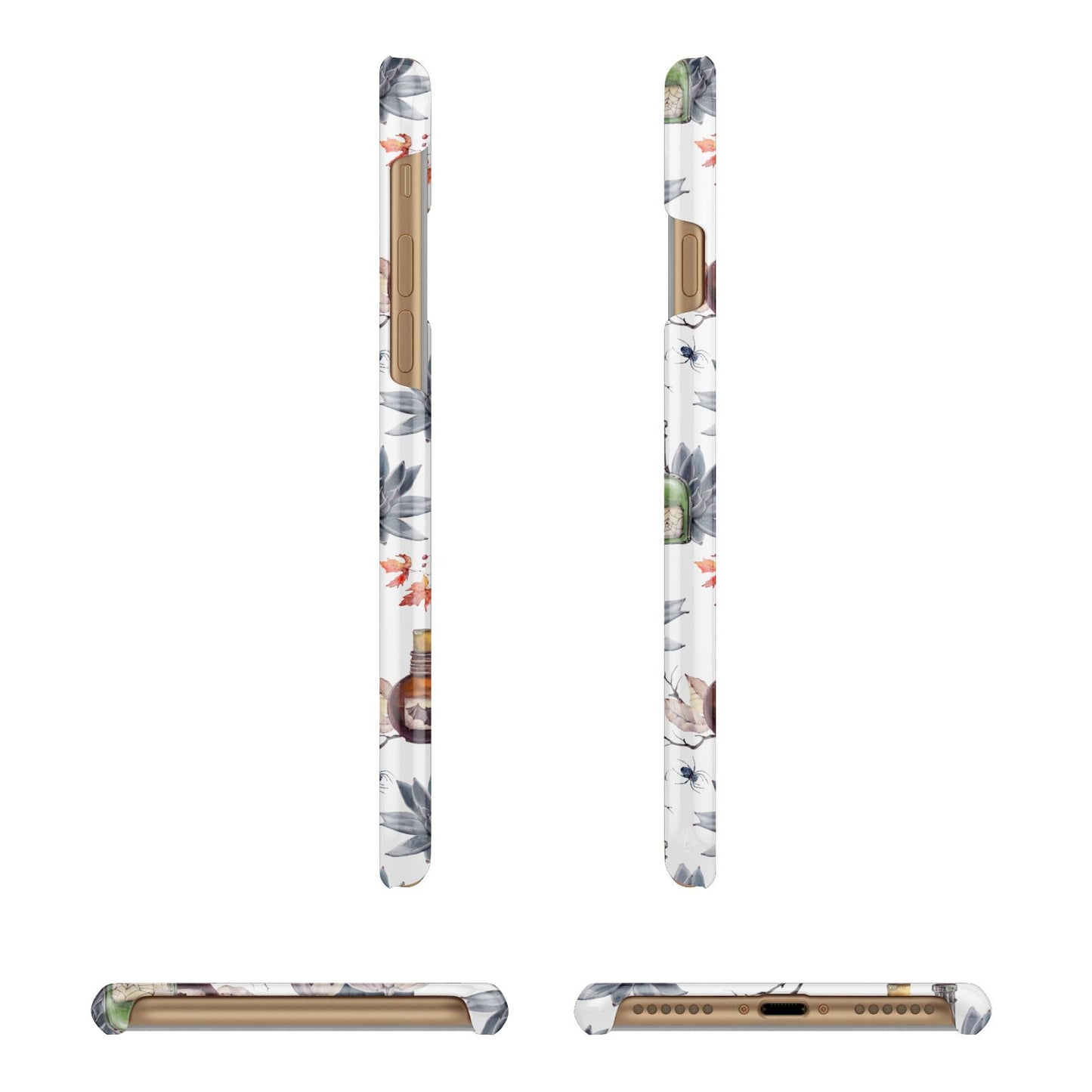 Personalised Floral Name Halloween Apple iPhone 7 8 3D Wrap Snap Case Angled Images