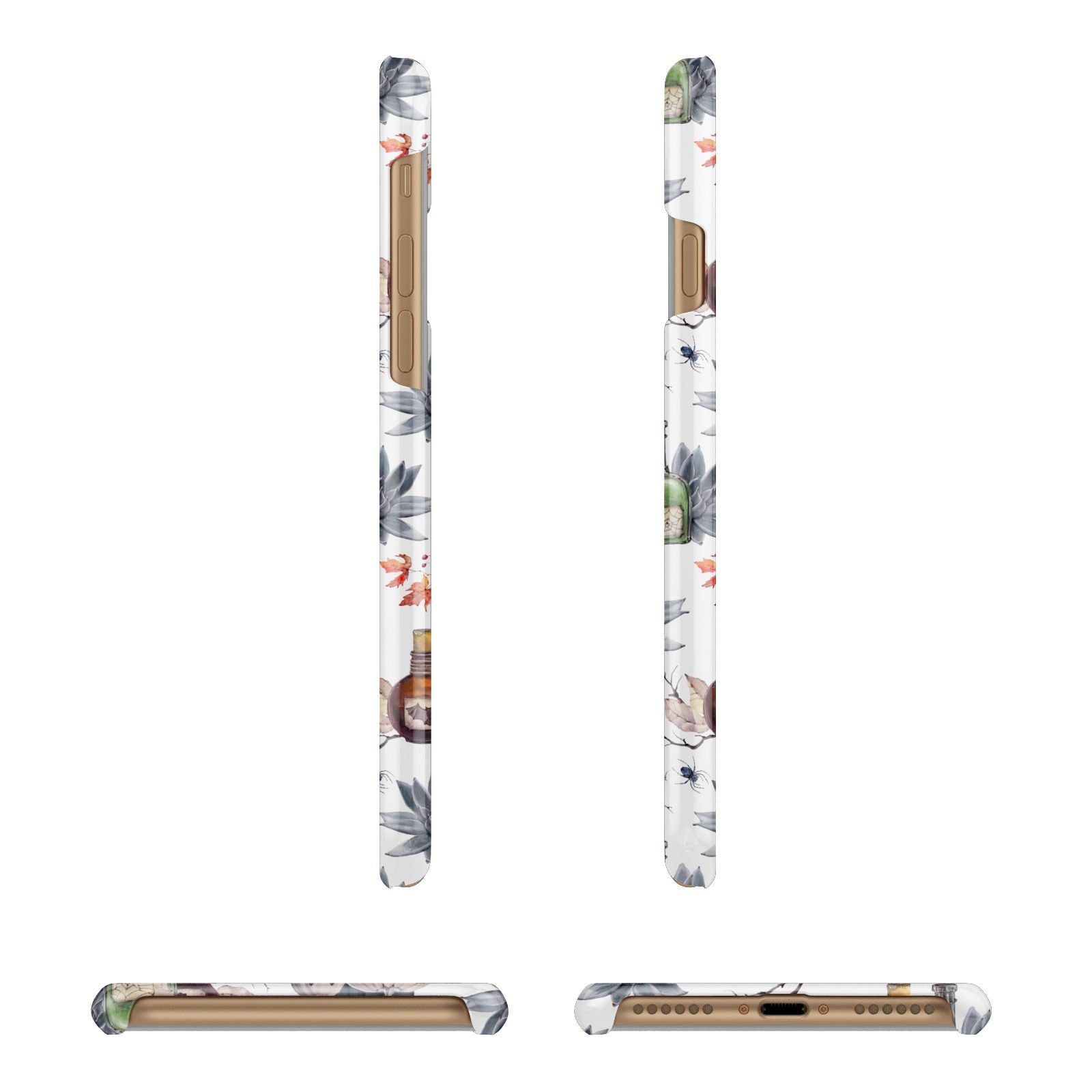 Personalised Floral Name Halloween Apple iPhone 7 8 3D Wrap Snap Case Angled Images