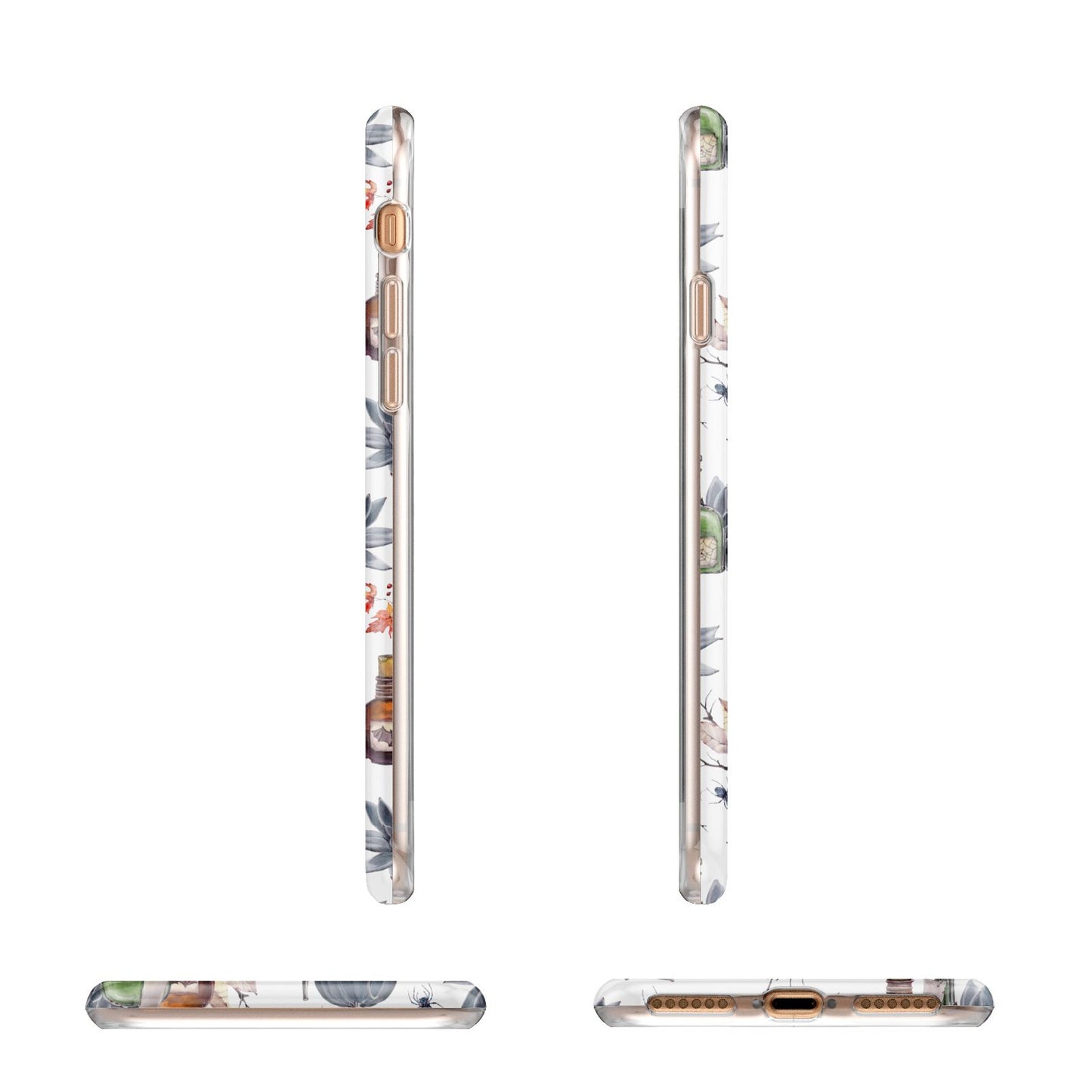 Personalised Floral Name Halloween Apple iPhone 7 8 3D Wrap Tough Case Alternative Image Angles