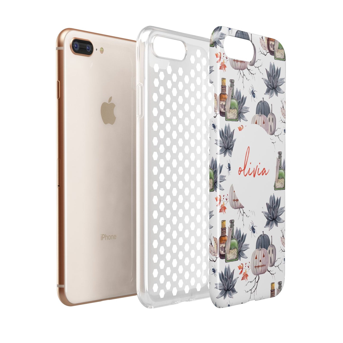 Personalised Floral Name Halloween Apple iPhone 7 8 Plus 3D Tough Case Expanded View