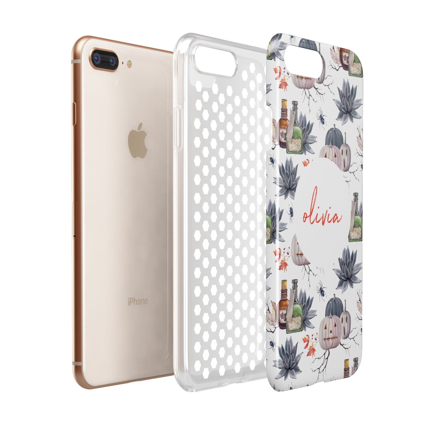 Personalised Floral Name Halloween Apple iPhone 7 8 Plus 3D Tough Case Expanded View
