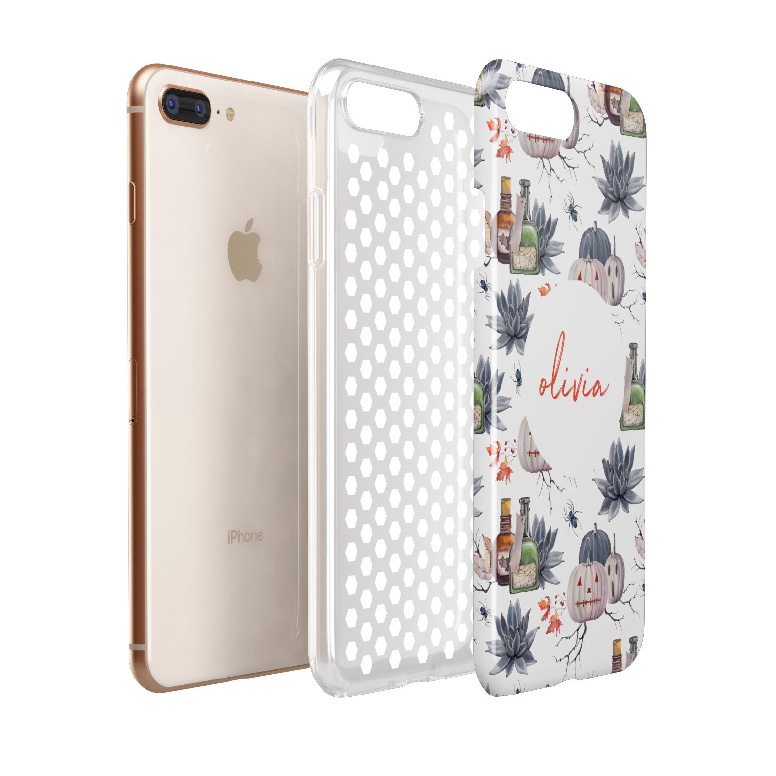 Personalised Floral Name Halloween Apple iPhone 7 8 Plus 3D Tough Case Expanded View