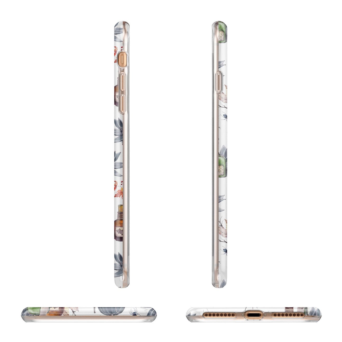 Personalised Floral Name Halloween Apple iPhone 7 8 Plus 3D Wrap Tough Case Alternative Image Angles