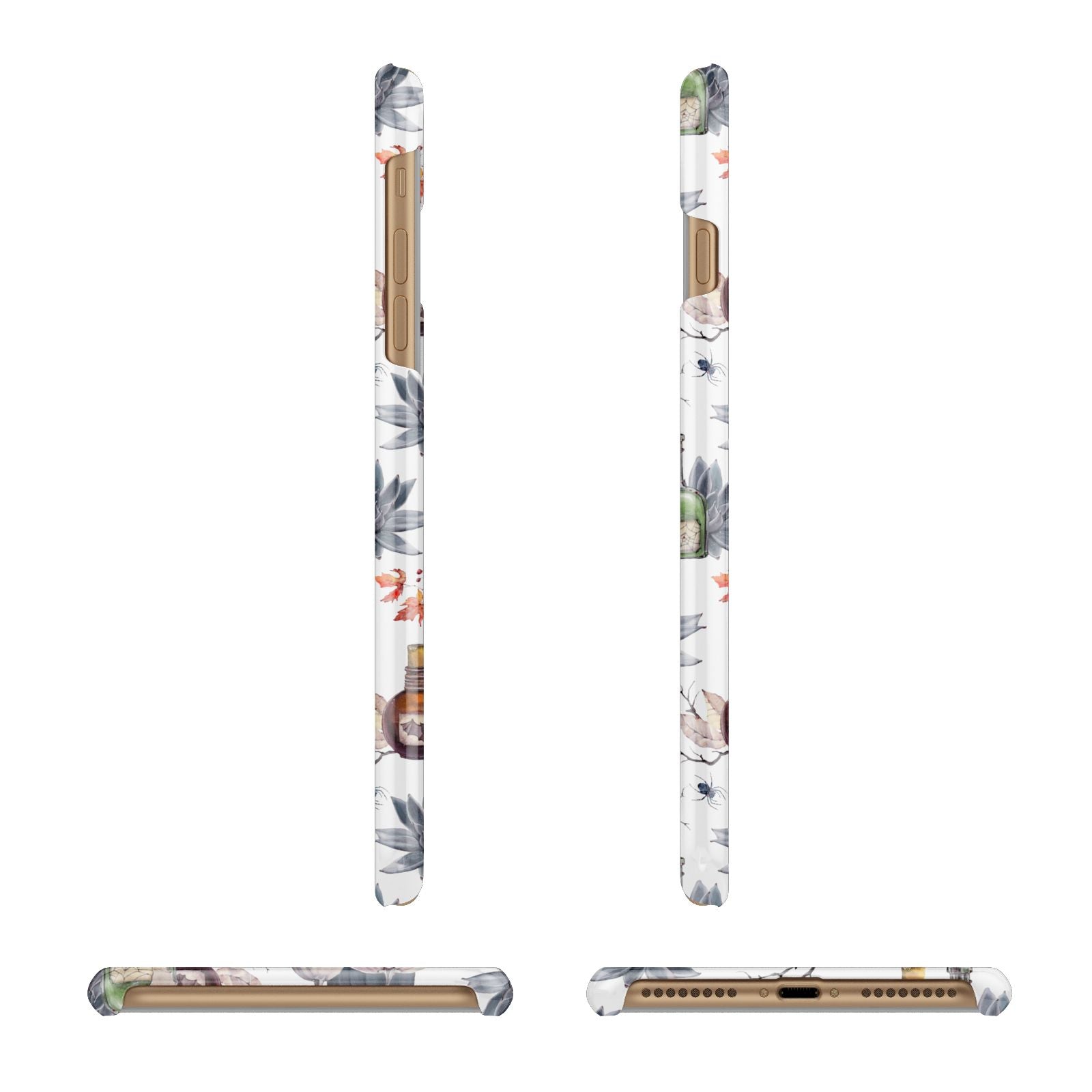 Personalised Floral Name Halloween Apple iPhone 7 Plus 3D Wrap Snap Case Angled Images