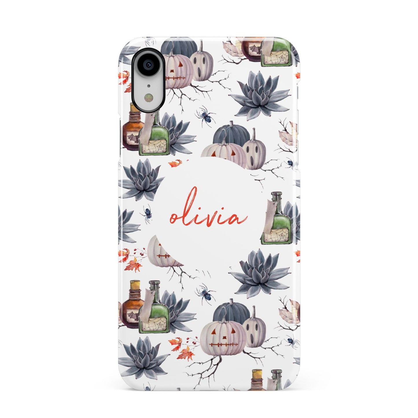 Personalised Floral Name Halloween Apple iPhone XR White 3D Snap Case