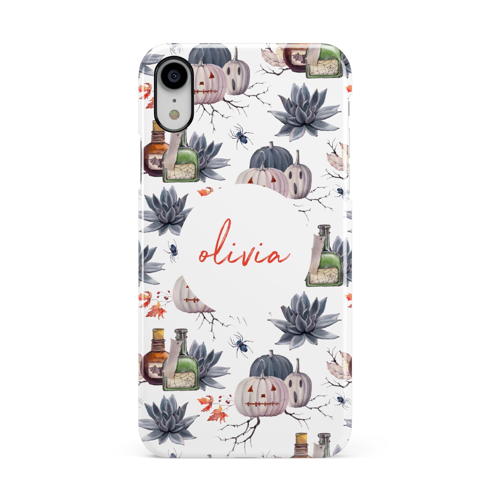 Personalised Floral Name Halloween Apple iPhone XR White 3D Snap Case