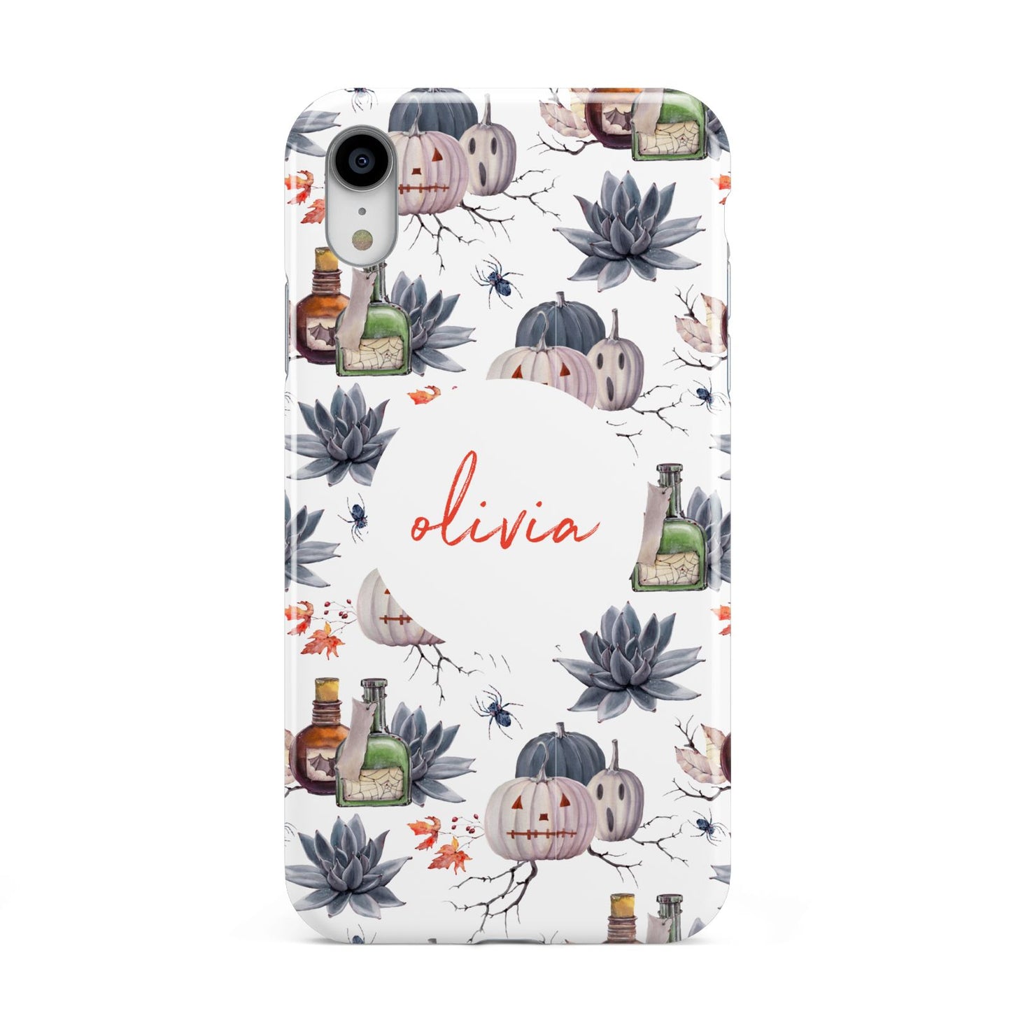 Personalised Floral Name Halloween Apple iPhone XR White 3D Tough Case