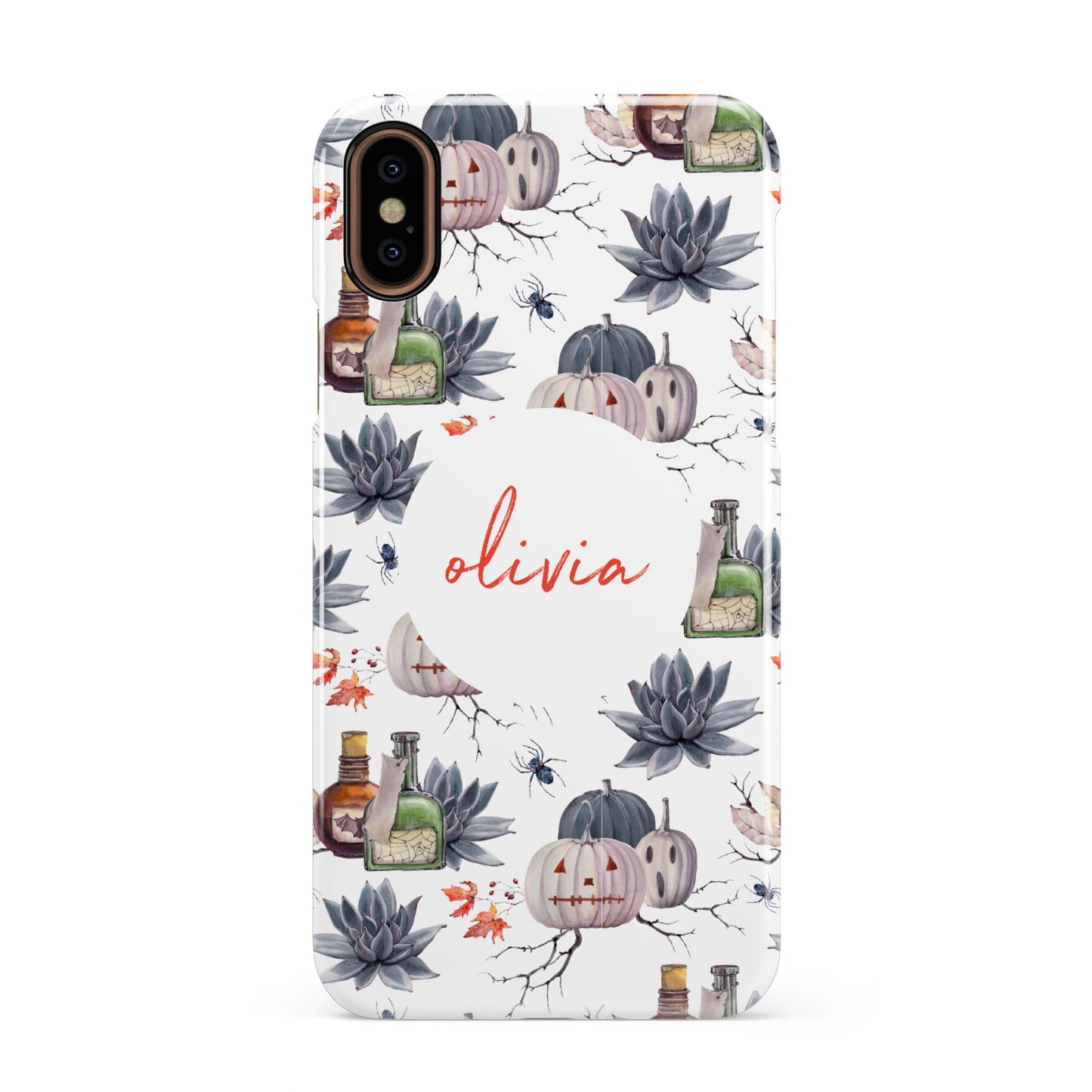 Personalised Floral Name Halloween Apple iPhone XS 3D Snap Case