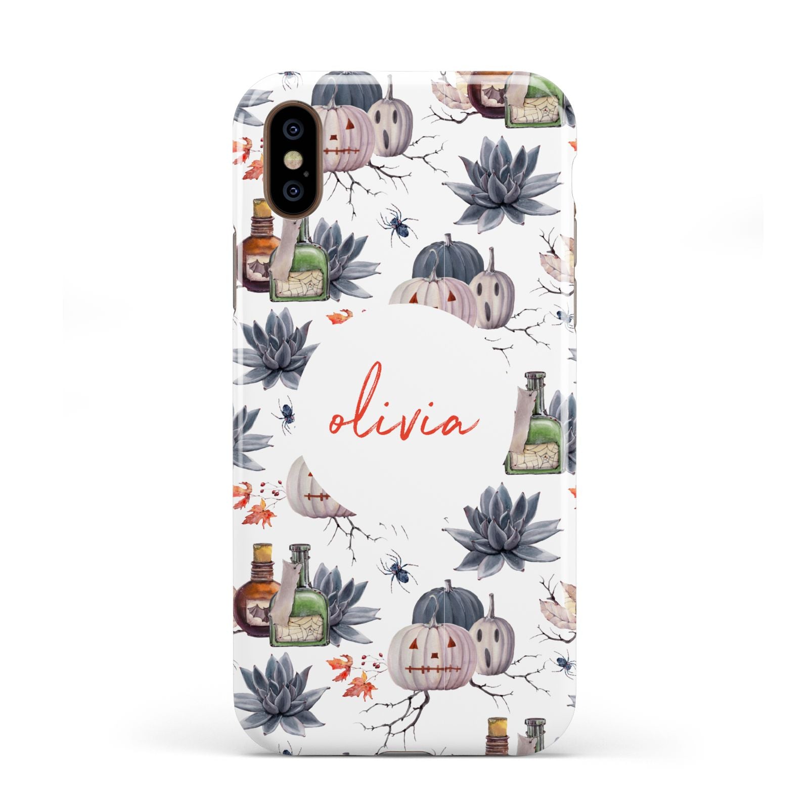 Personalised Floral Name Halloween Apple iPhone XS 3D Tough