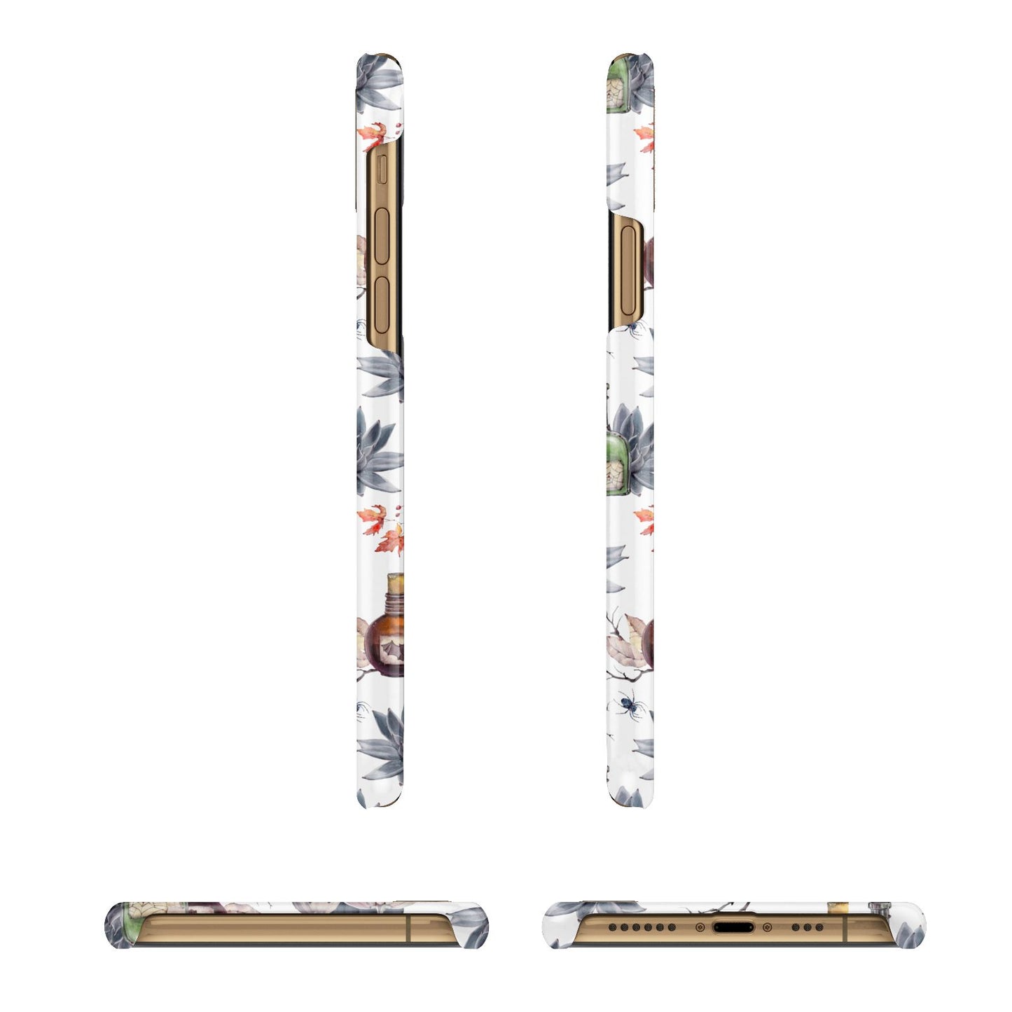 Personalised Floral Name Halloween Apple iPhone Xs 3D Wrap Snap Case Angled Images