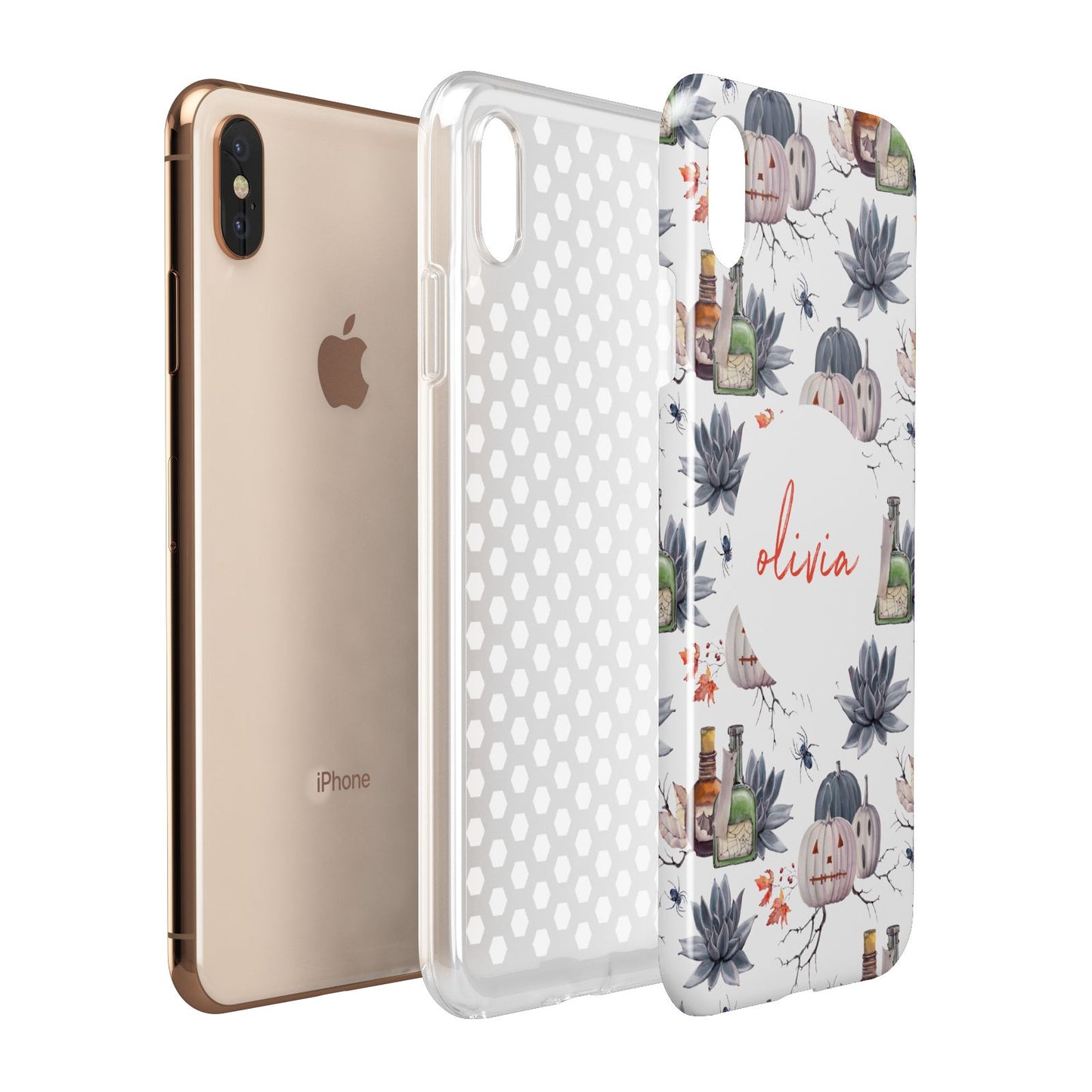 Personalised Floral Name Halloween Apple iPhone Xs Max 3D Tough Case Expanded View