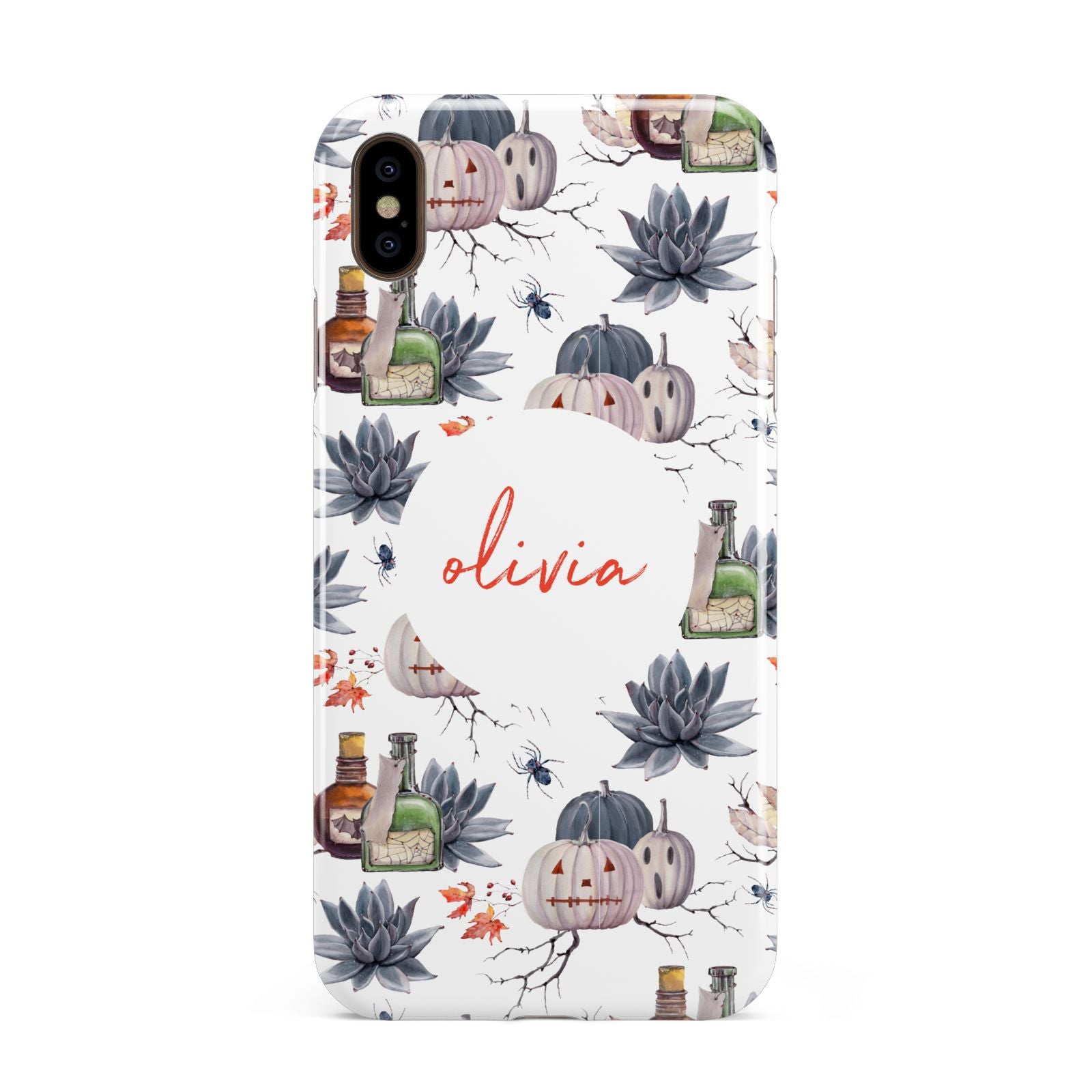 Personalised Floral Name Halloween Apple iPhone Xs Max 3D Tough Case