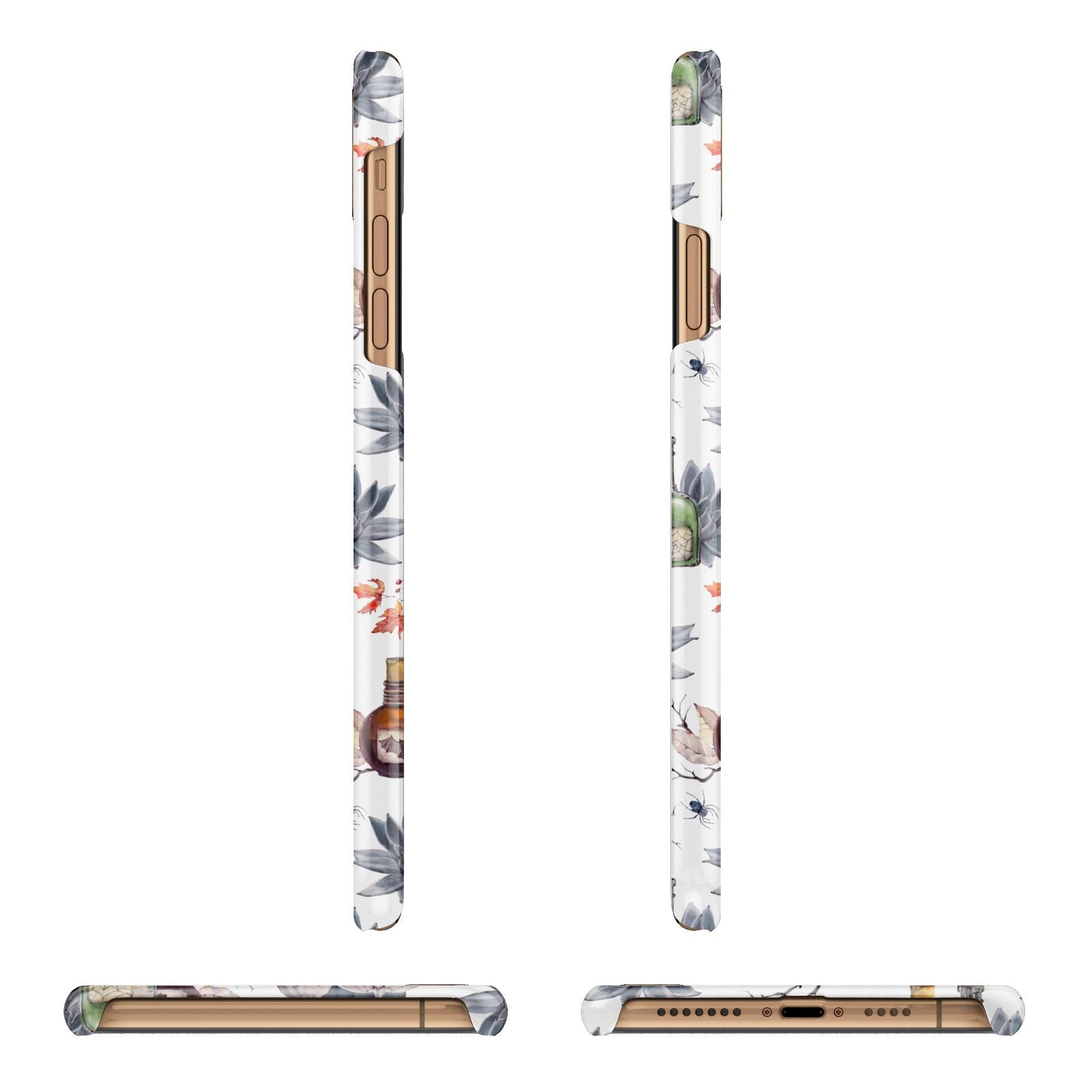 Personalised Floral Name Halloween Apple iPhone Xs Max 3D Wrap Snap Case Angled Images