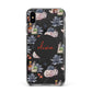 Personalised Floral Name Halloween Apple iPhone Xs Max Impact Case Black Edge on Black Phone