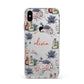 Personalised Floral Name Halloween Apple iPhone Xs Max Impact Case White Edge on Silver Phone
