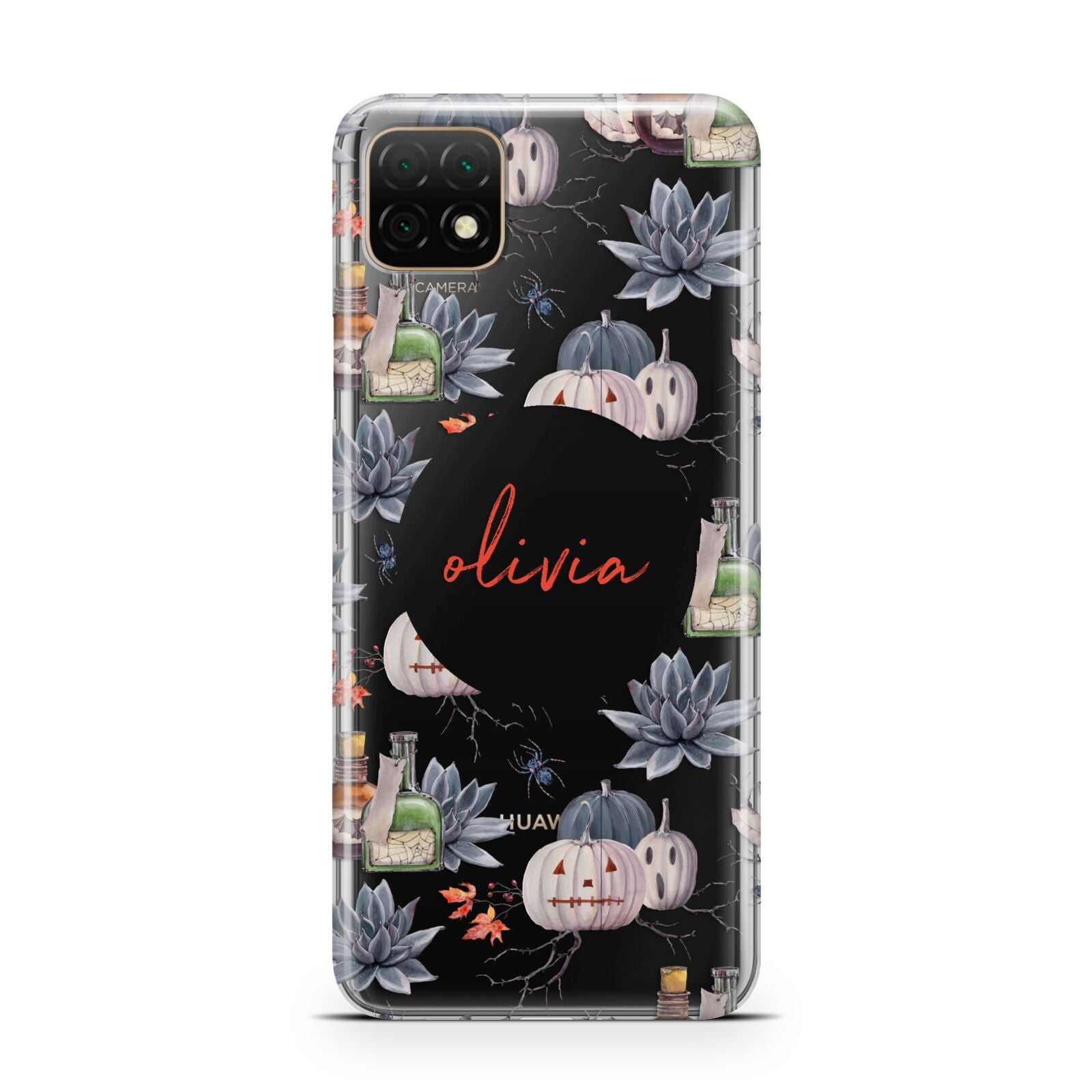 Personalised Floral Name Halloween Huawei Enjoy 20 Phone Case