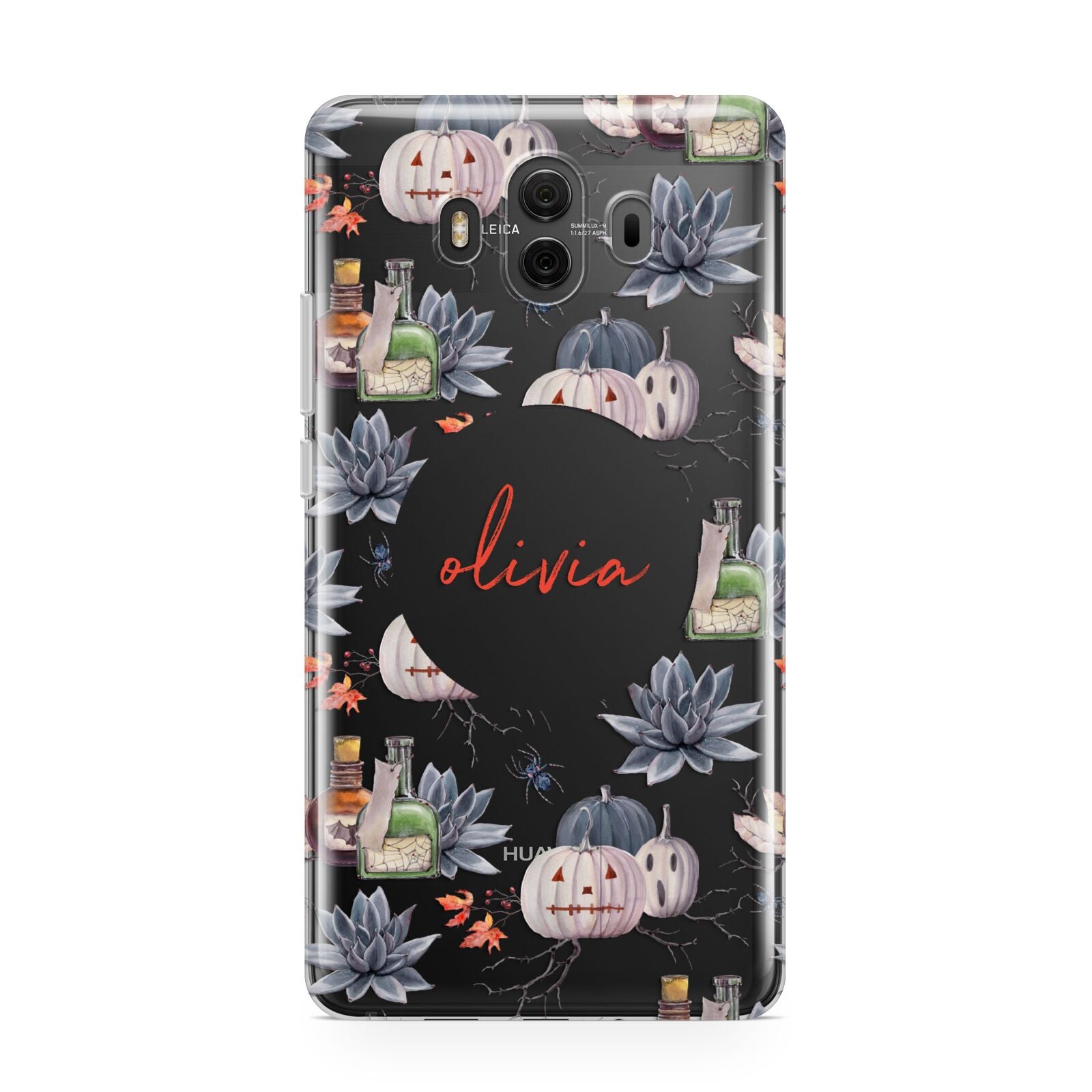 Personalised Floral Name Halloween Huawei Mate 10 Protective Phone Case