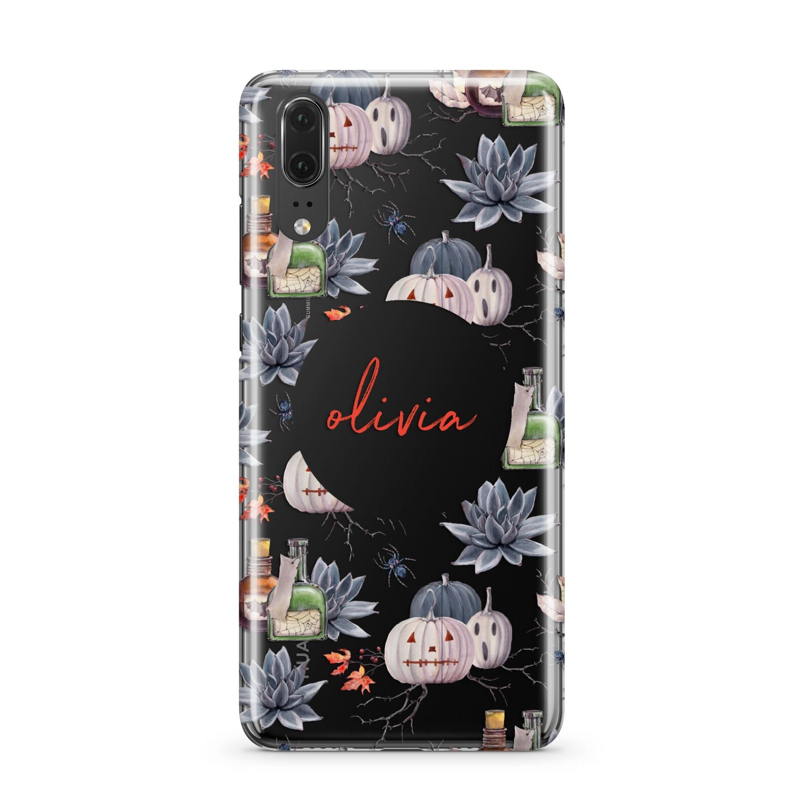 Personalised Floral Name Halloween Huawei P20 Phone Case
