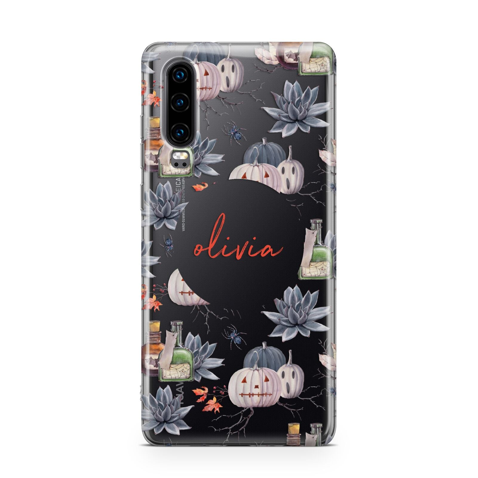Personalised Floral Name Halloween Huawei P30 Phone Case