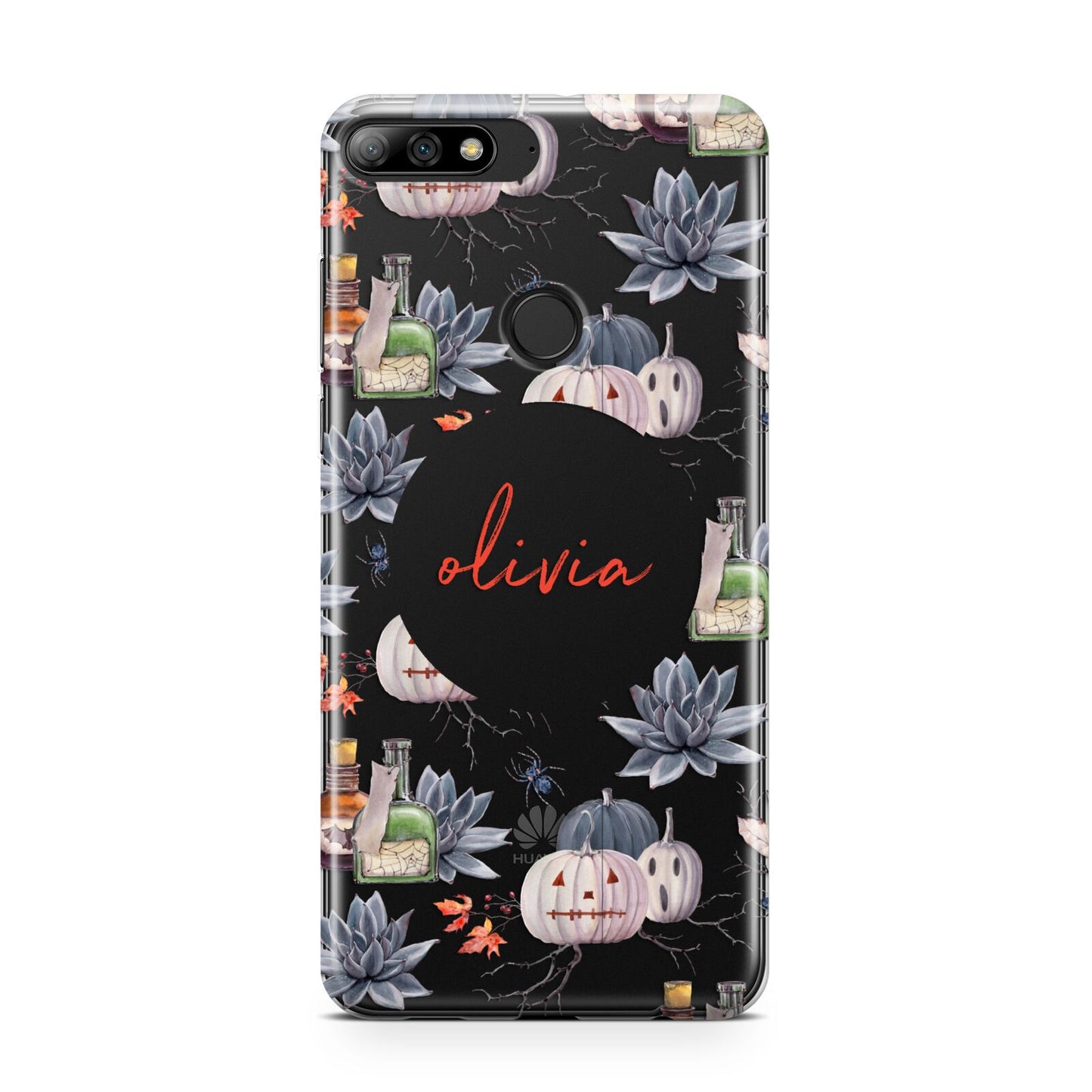 Personalised Floral Name Halloween Huawei Y7 2018