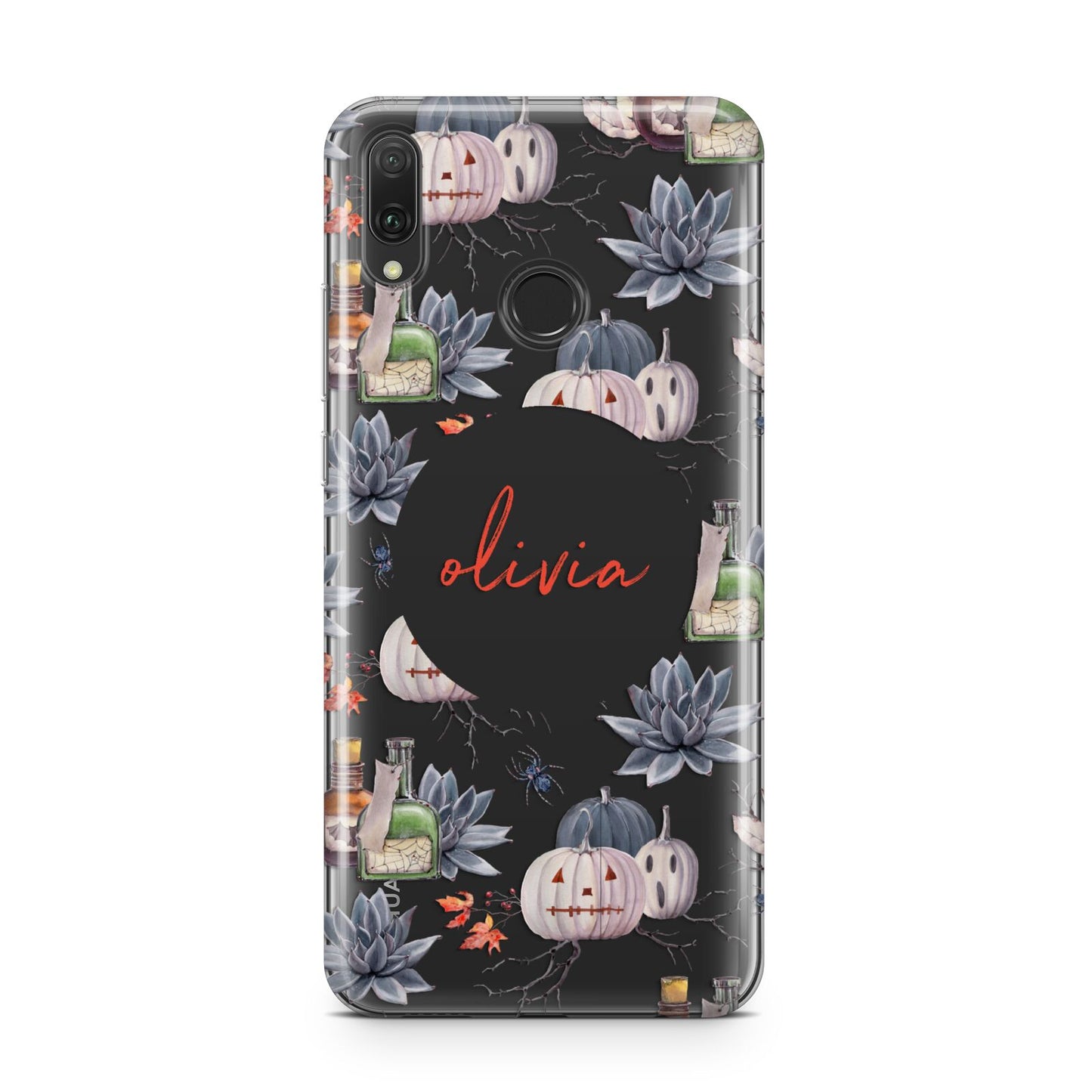 Personalised Floral Name Halloween Huawei Y9 2019