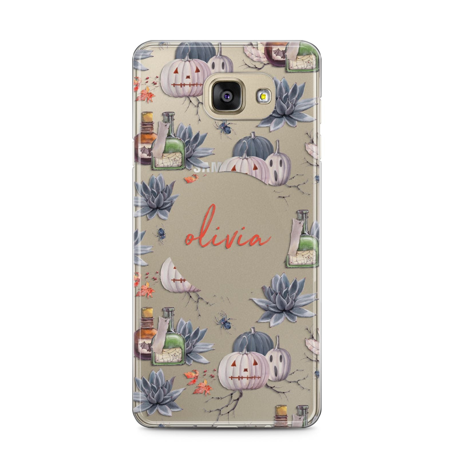 Personalised Floral Name Halloween Samsung Galaxy A5 2016 Case on gold phone