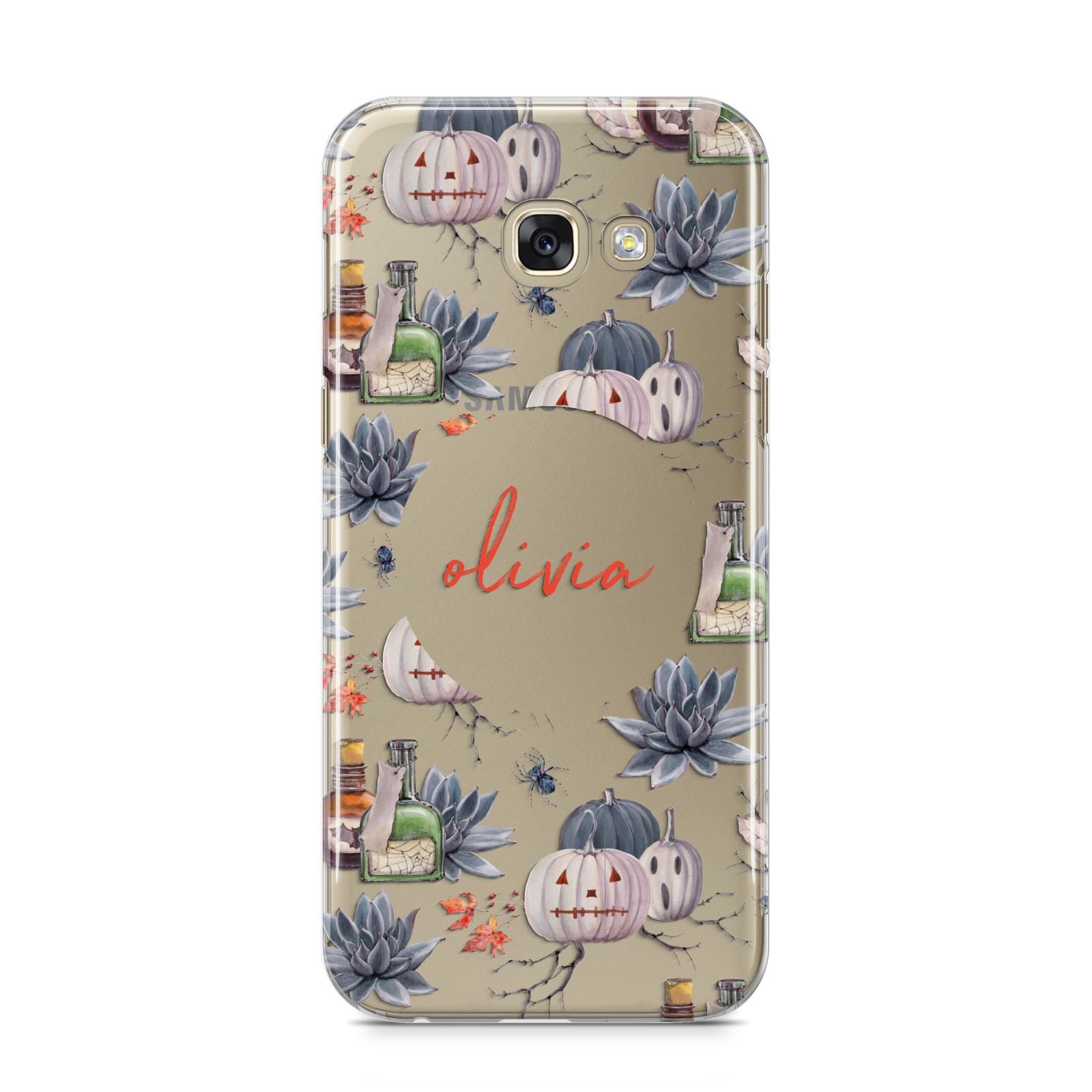 Personalised Floral Name Halloween Samsung Galaxy A5 2017 Case on gold phone