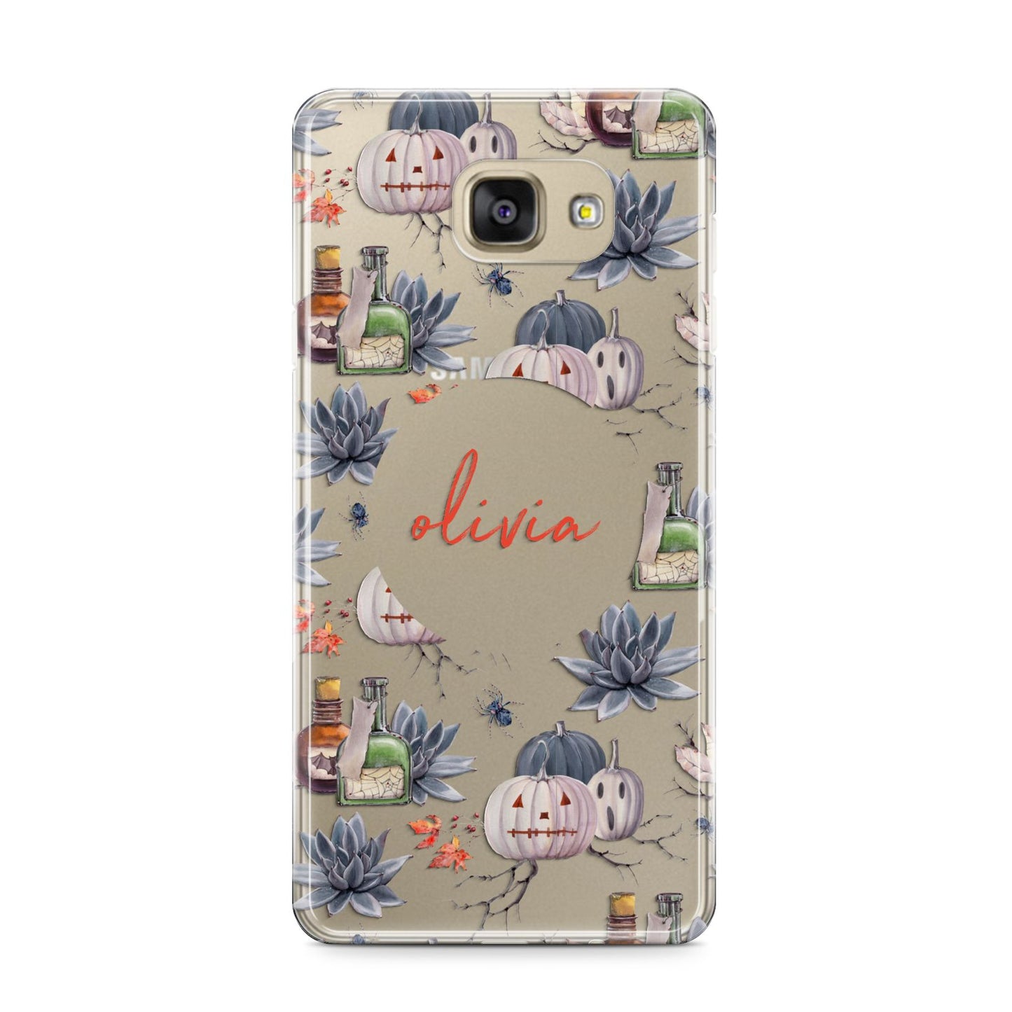 Personalised Floral Name Halloween Samsung Galaxy A9 2016 Case on gold phone