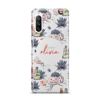 Personalised Floral Name Halloween Sony Xperia 10 III Case