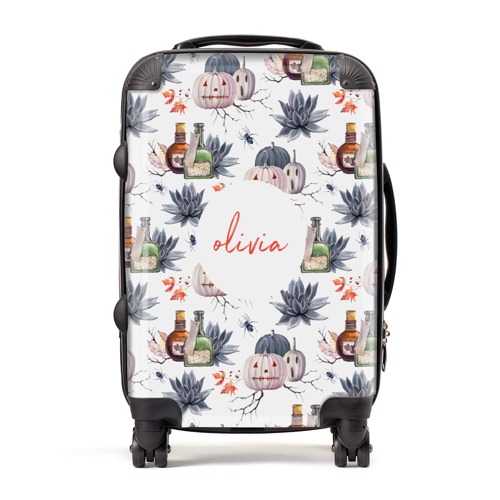 Personalised Floral Name Halloween Suitcase