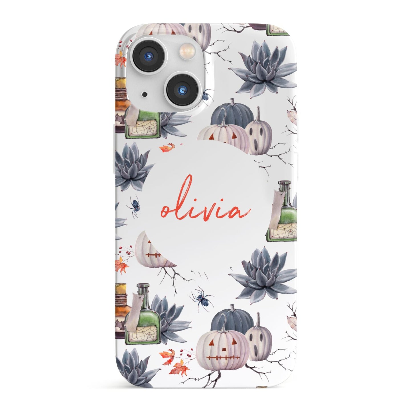 Personalised Floral Name Halloween iPhone 13 Mini Full Wrap 3D Snap Case
