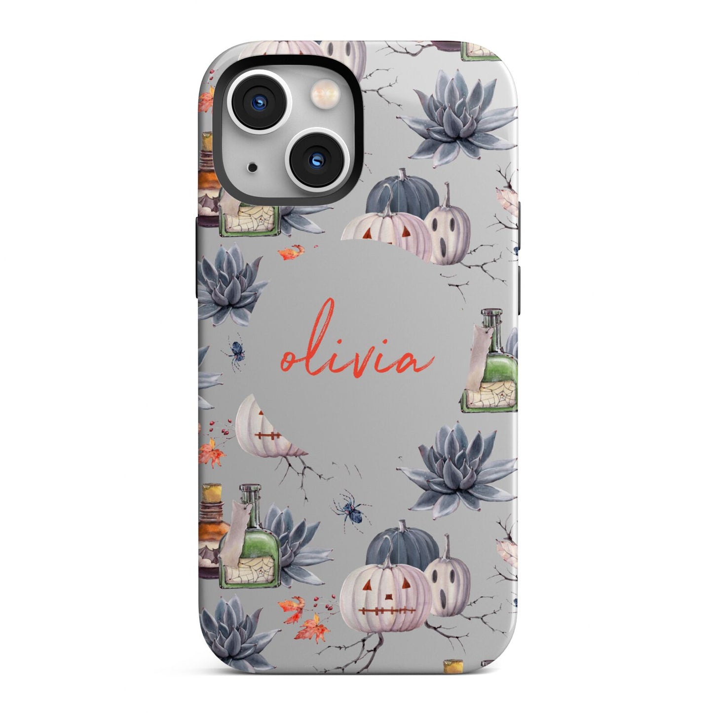 Personalised Floral Name Halloween iPhone 13 Mini Full Wrap 3D Tough Case