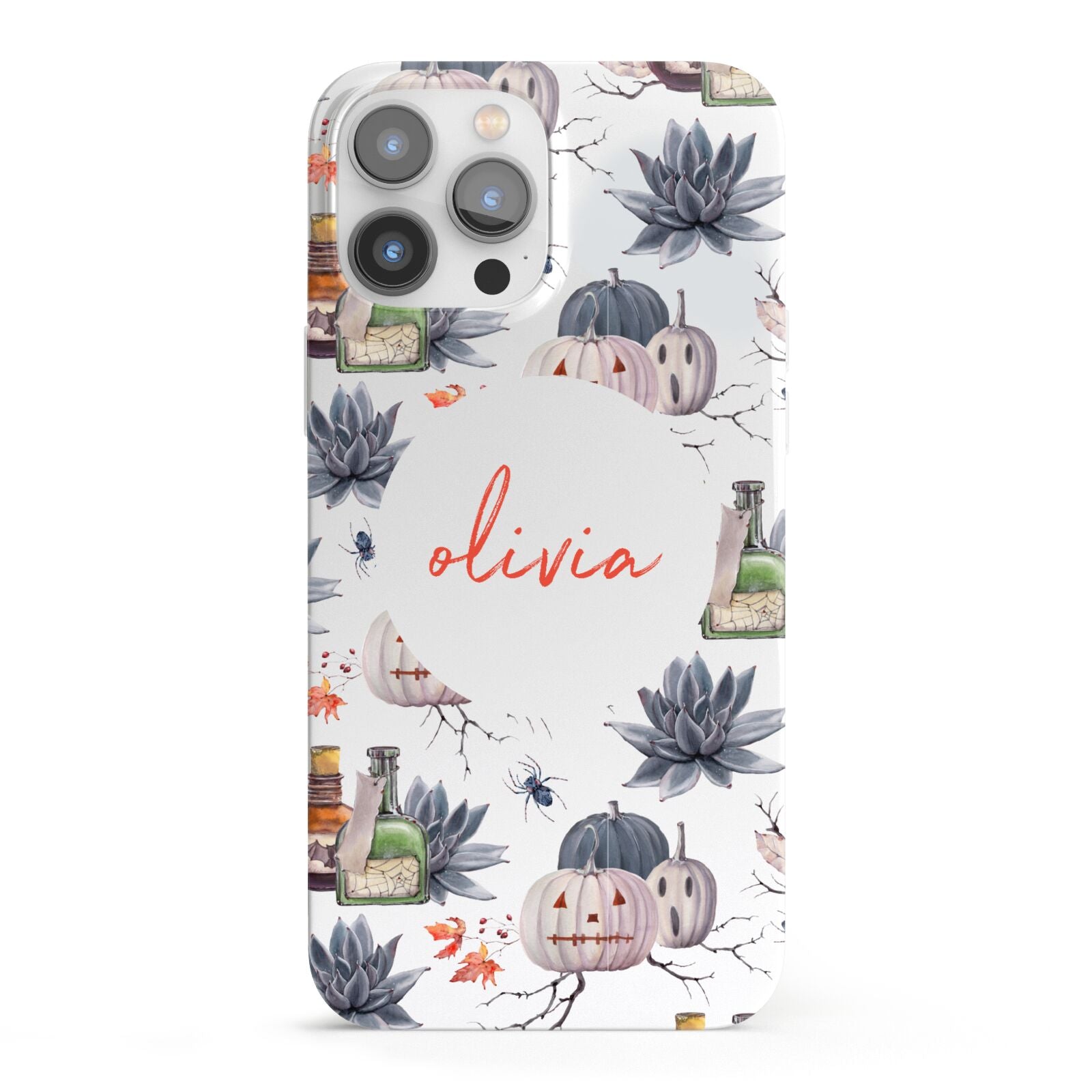 Personalised Floral Name Halloween iPhone 13 Pro Max Full Wrap 3D Snap Case