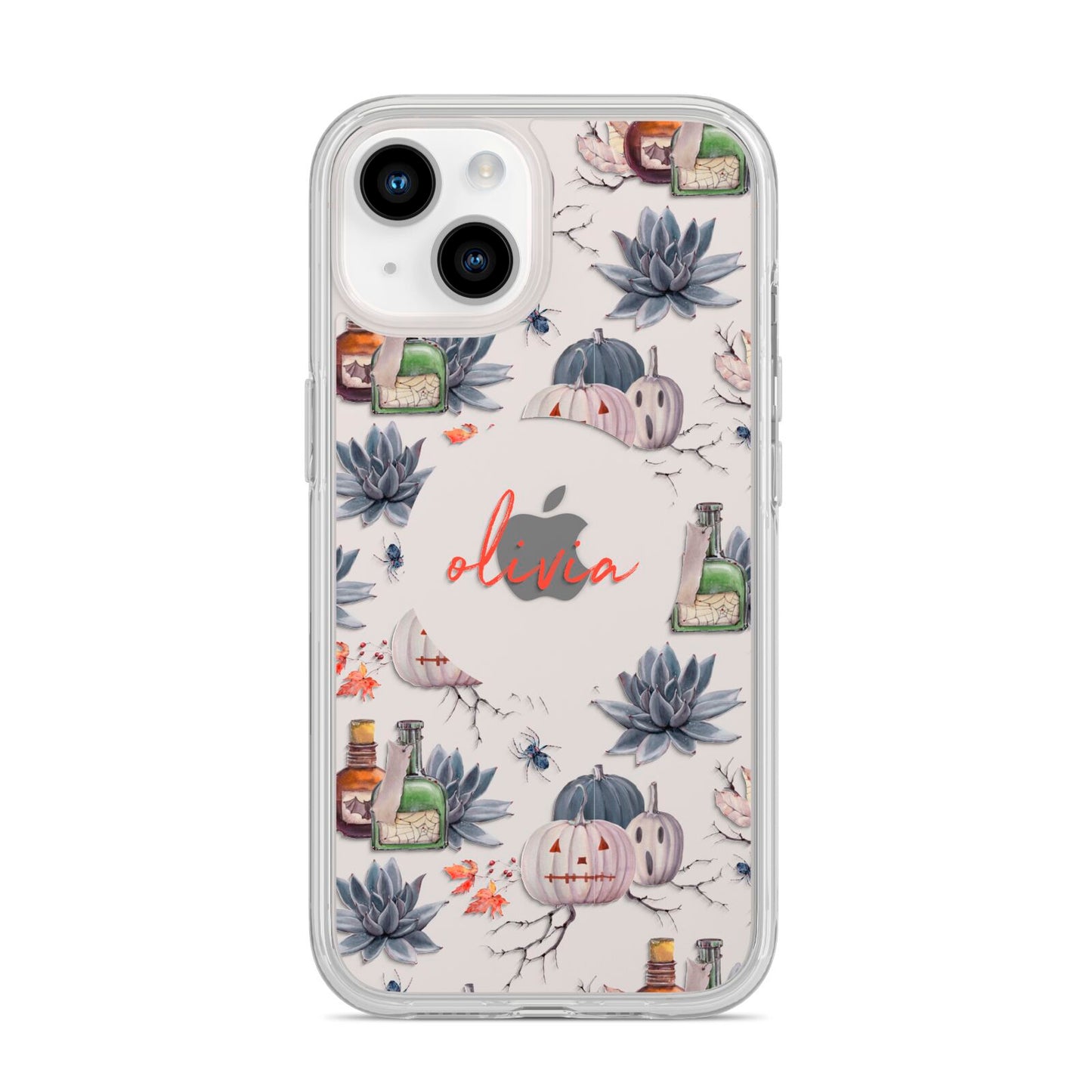 Personalised Floral Name Halloween iPhone 14 Clear Tough Case Starlight