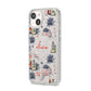 Personalised Floral Name Halloween iPhone 14 Glitter Tough Case Starlight Angled Image