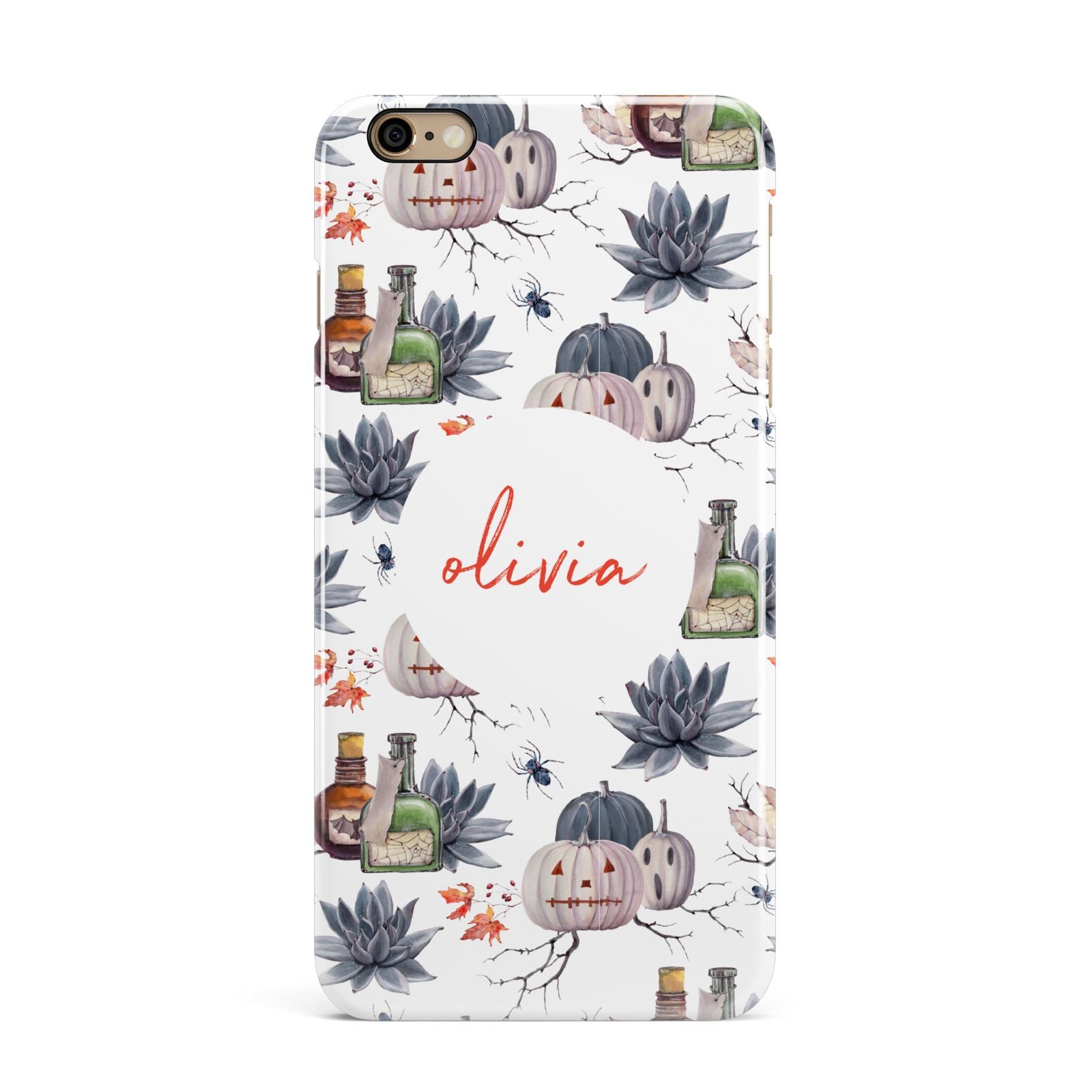 Personalised Floral Name Halloween iPhone 6 Plus 3D Snap Case on Gold Phone