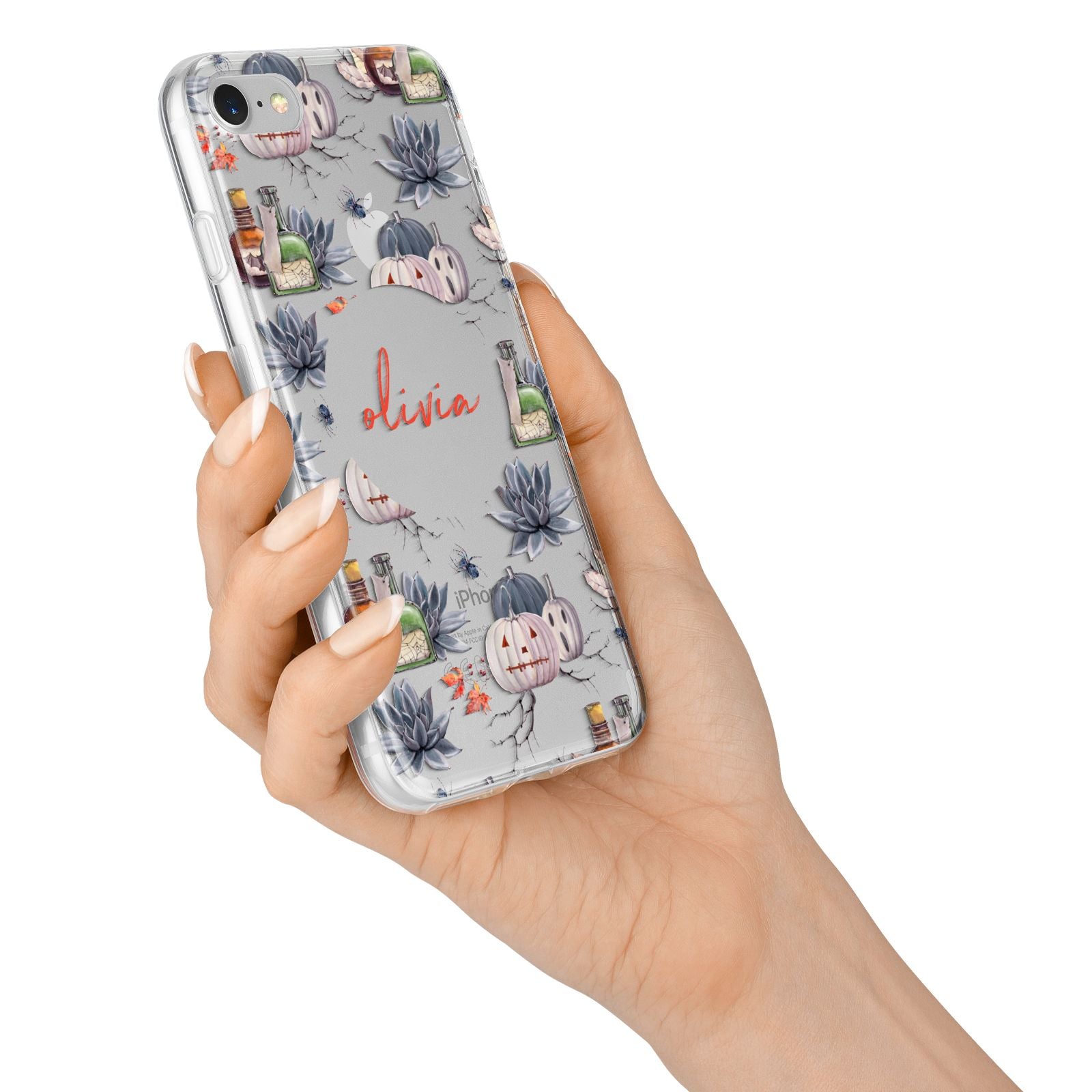 Personalised Floral Name Halloween iPhone 7 Bumper Case on Silver iPhone Alternative Image