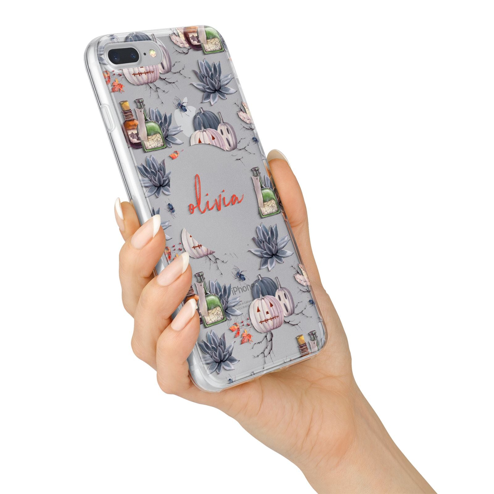 Personalised Floral Name Halloween iPhone 7 Plus Bumper Case on Silver iPhone Alternative Image