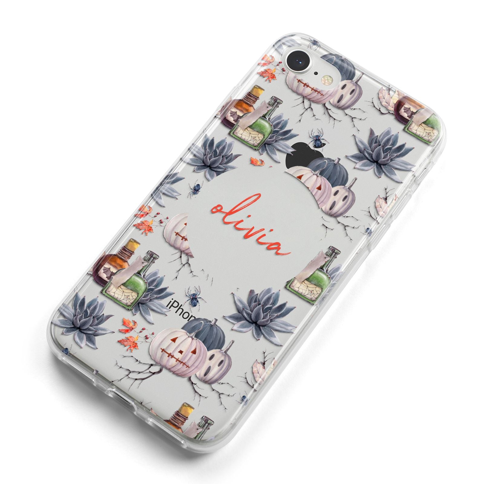 Personalised Floral Name Halloween iPhone 8 Bumper Case on Silver iPhone Alternative Image