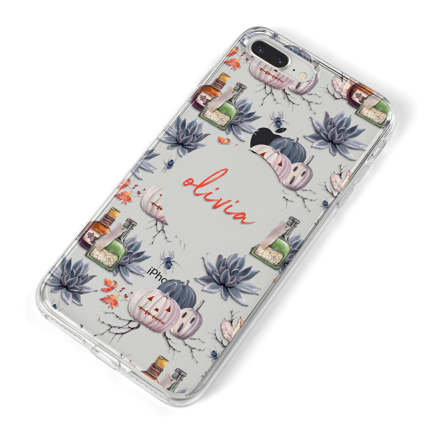 Personalised Floral Name Halloween iPhone 8 Plus Bumper Case on Silver iPhone Alternative Image