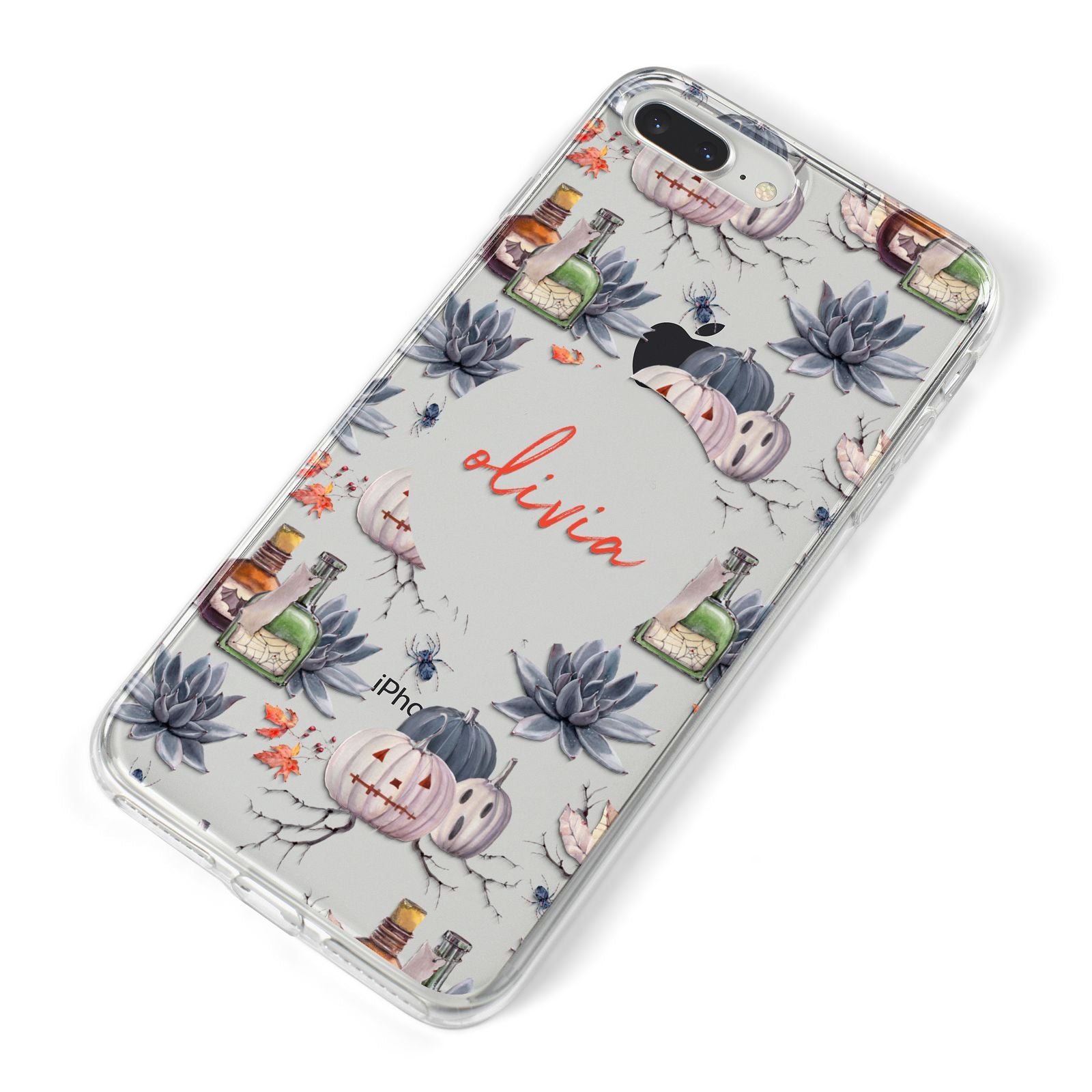 Personalised Floral Name Halloween iPhone 8 Plus Bumper Case on Silver iPhone Alternative Image