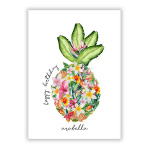 Personalised Floral Pine Greetings Card