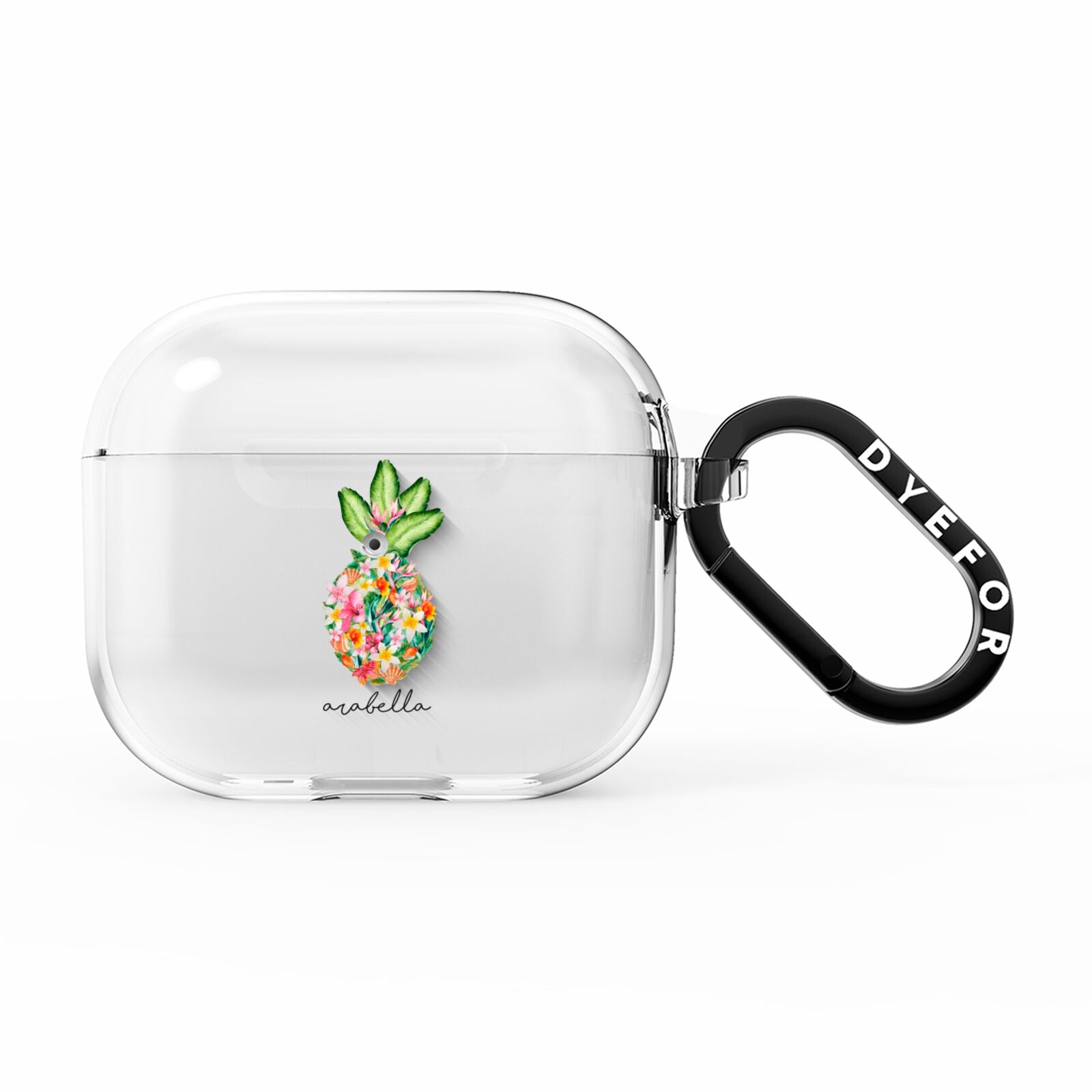 Personalised Floral Pineapple AirPods Clear Case 3rd Gen