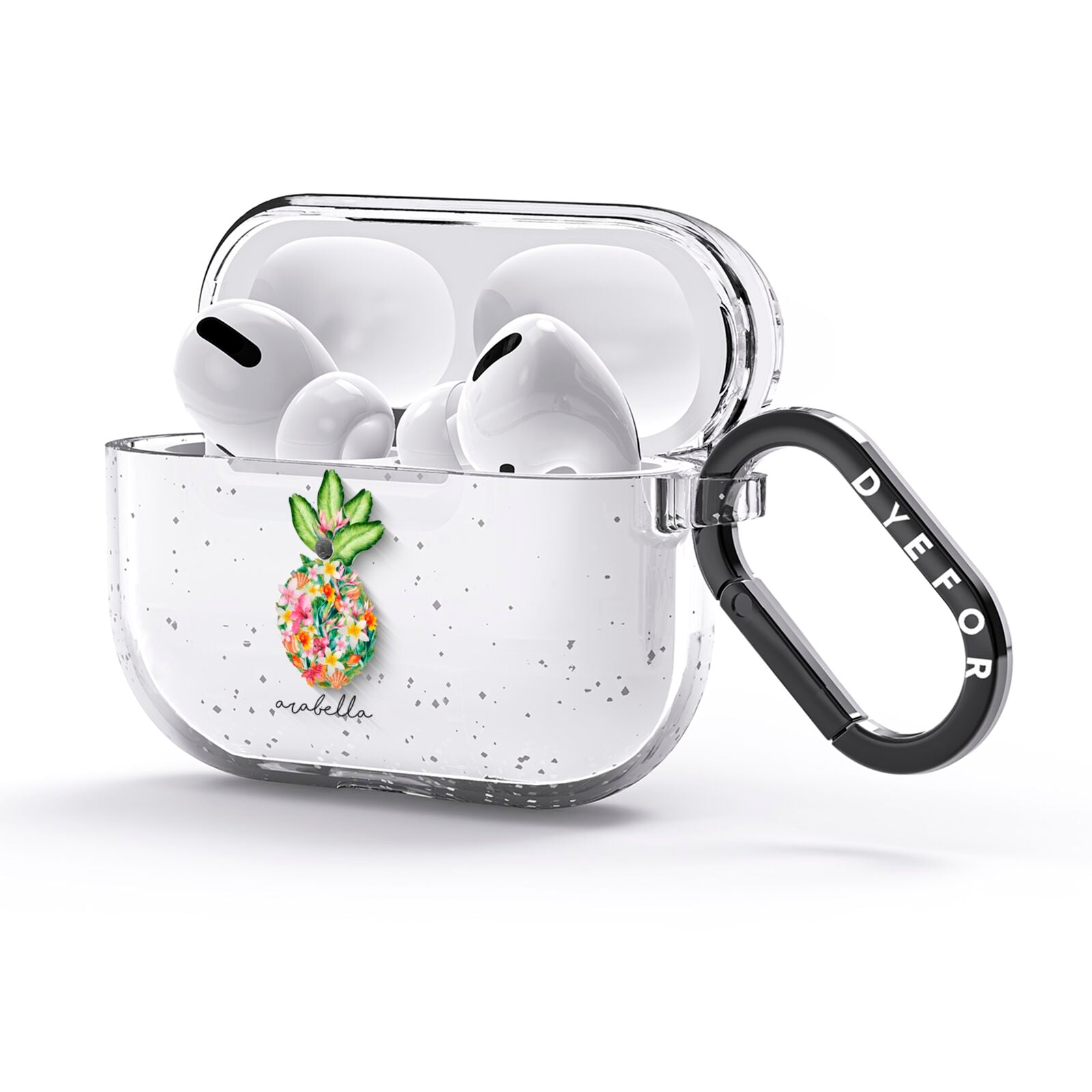 Personalised Floral Pineapple AirPods Glitter Case 3rd Gen Side Image