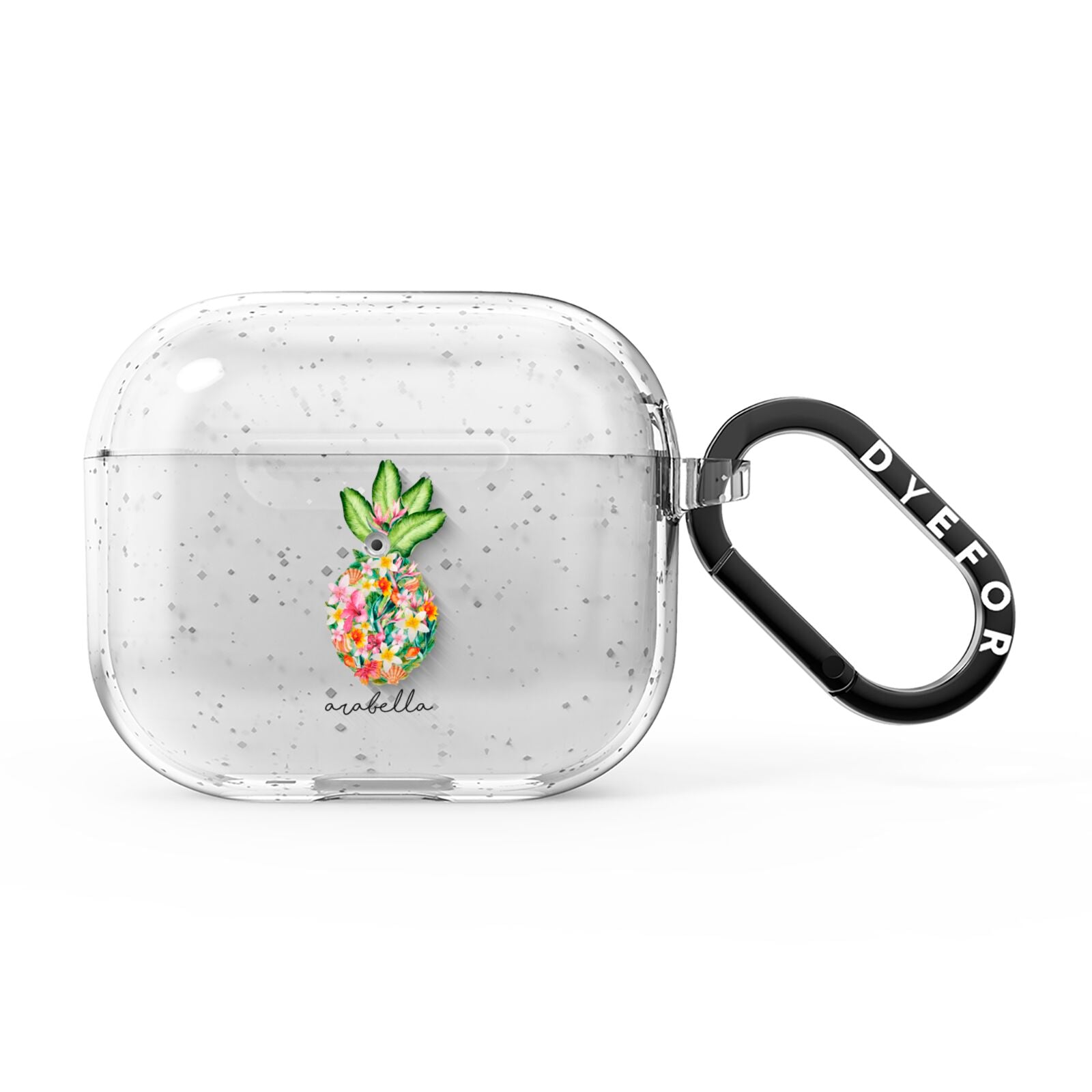 Personalised Floral Pineapple AirPods Glitter Case 3rd Gen