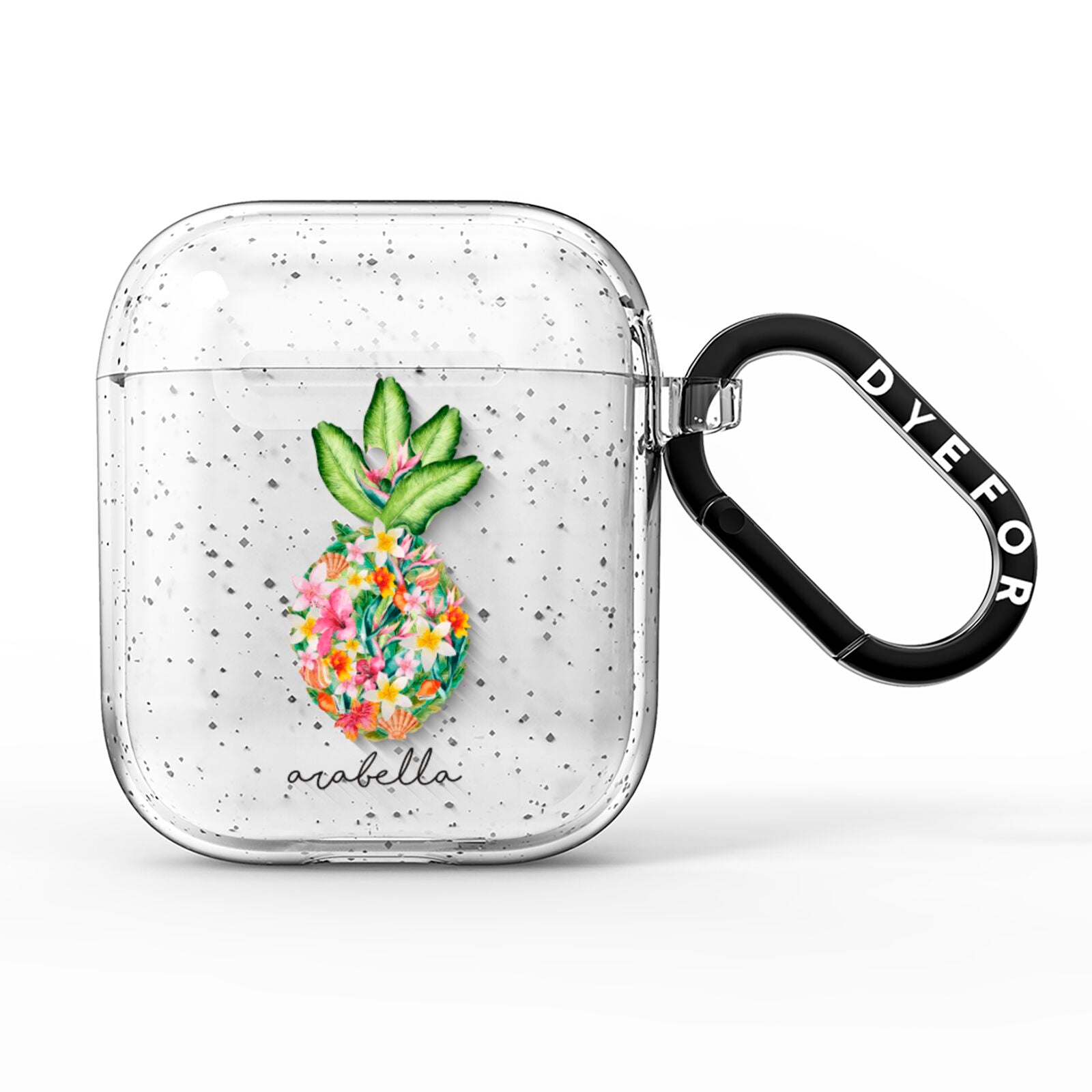 Personalised Floral Pineapple AirPods Glitter Case