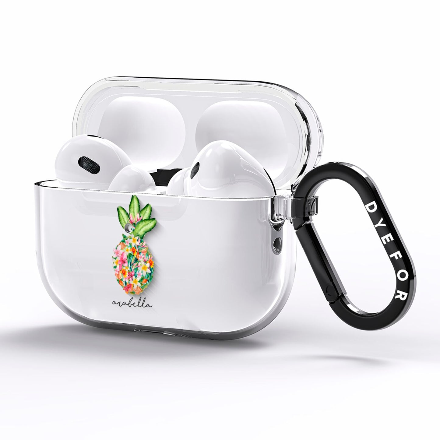 Personalised Floral Pineapple AirPods Pro Clear Case Side Image